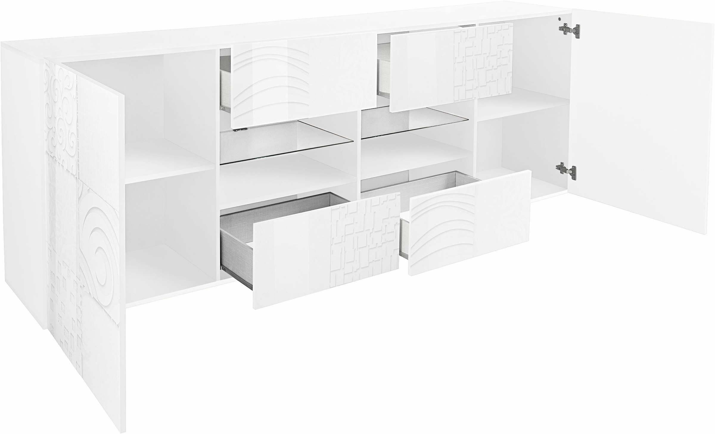 INOSIGN Sideboard »Miro«, Breite 241 cm mit dekorativem Siebdruck