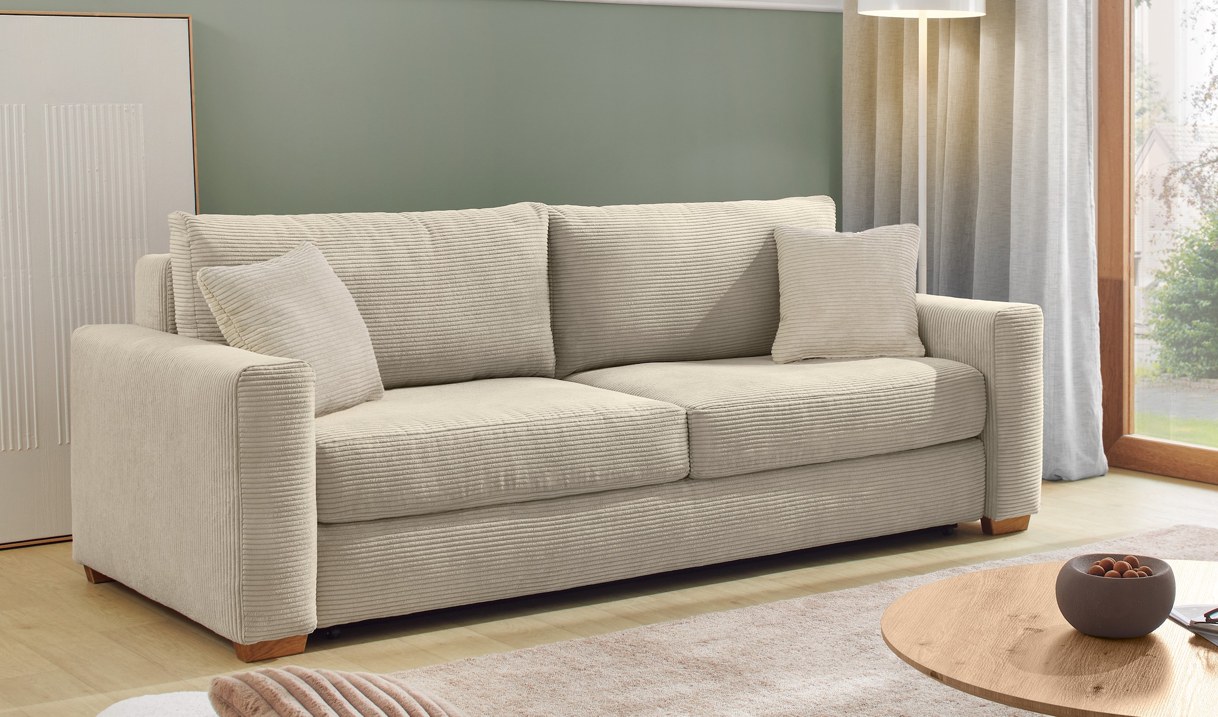 Image of Jockenhöfer Gruppe Schlafsofa "Micha, B: 237 cm, Liegefl. 155x197 cm" mit Schlaffunktion, Bettkasten & Zierkissen