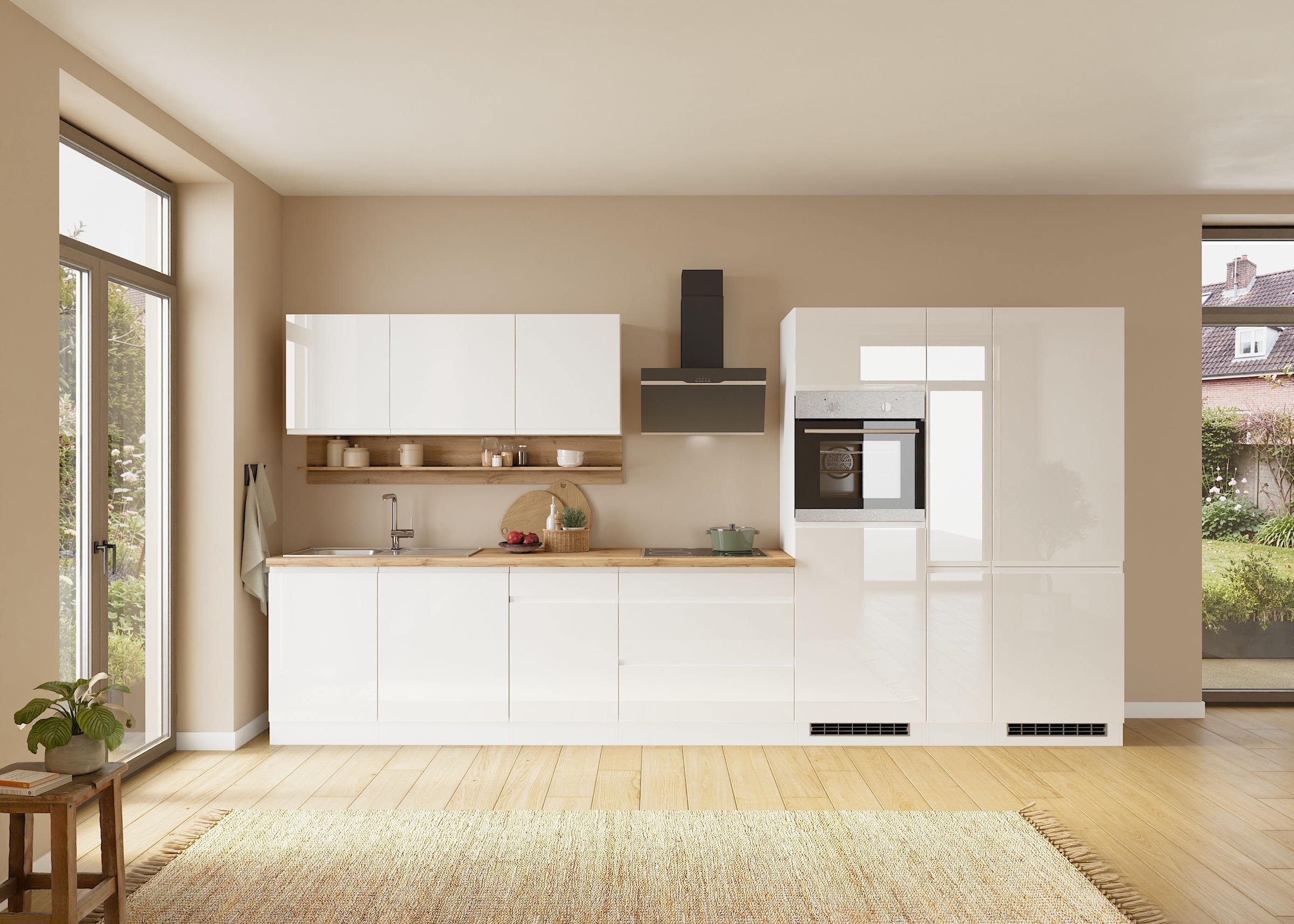 KOCHSTATION Kitchenette »KS-Virginia,neu in verbesserter Ausführung« largeur 390 cm, soft-close, sans appareils électriques