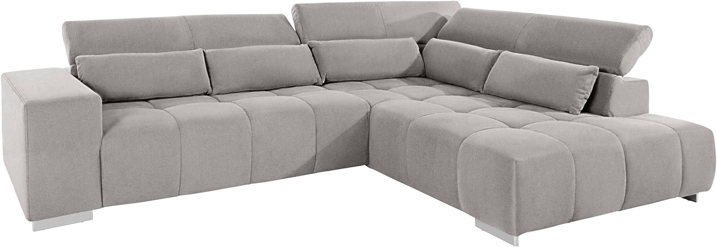 COTTA Canapé d'angle »Orion L-Form« mit Kopfteilverstellung & 5 Nierenkissen