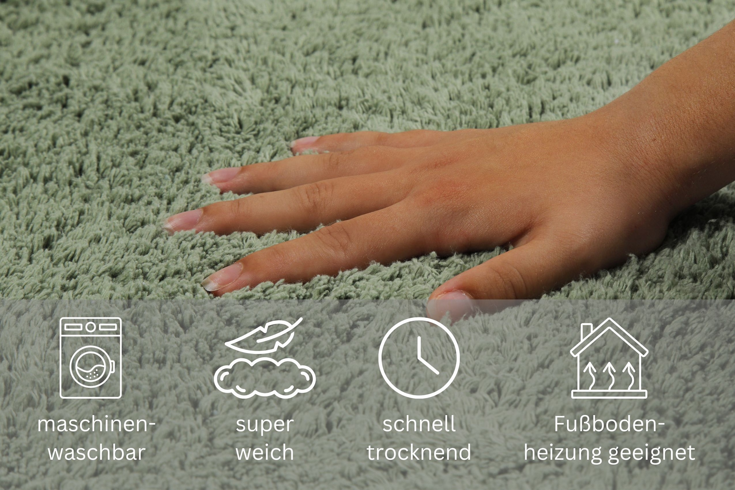 my home Badematte »Kian«, fussbodenheizungsgeeignet, Badvorleger, Badteppich aus 100%Baumwolle, weich, waschbar, saugfähig