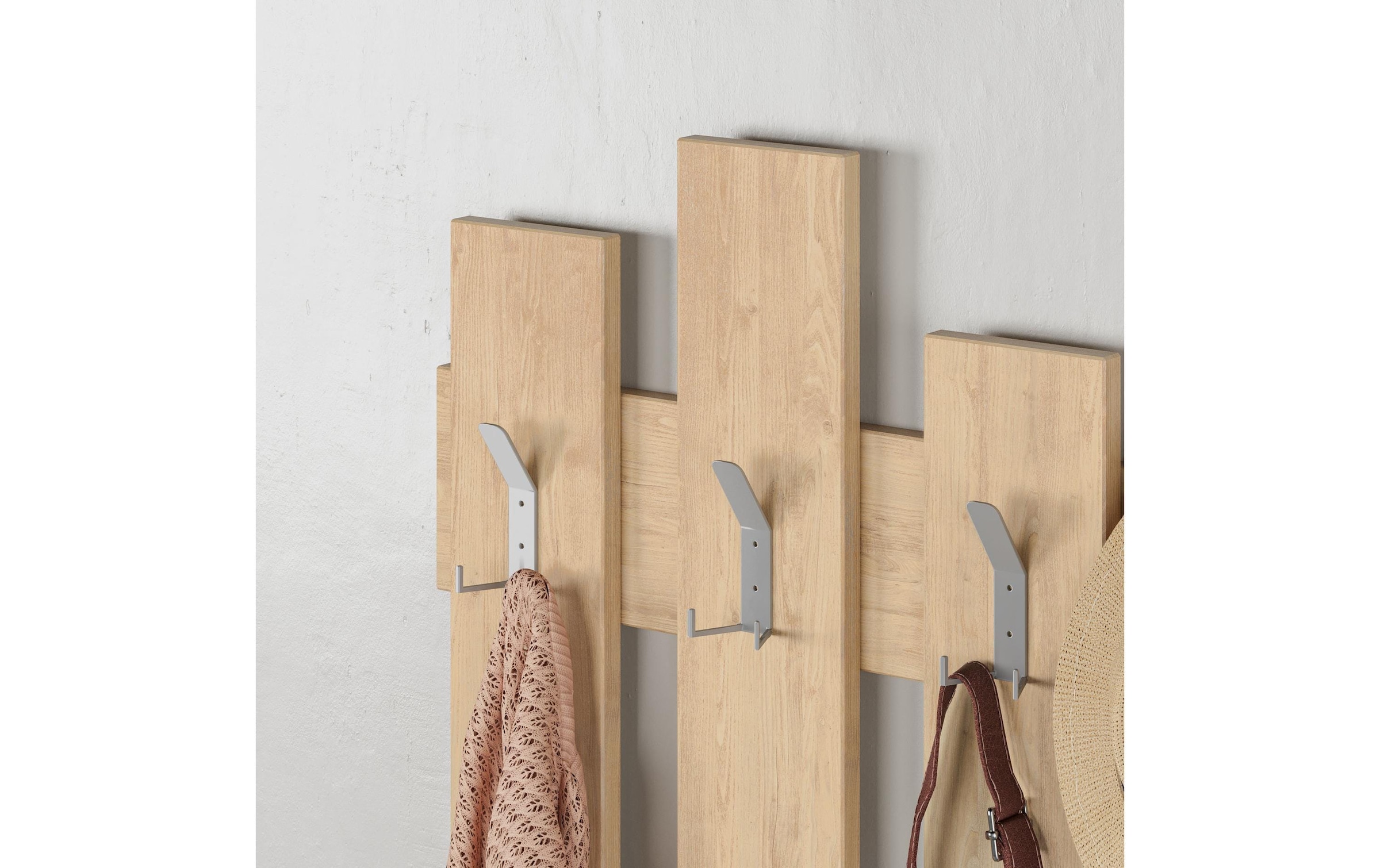 Garderobenleiste »Woody Fashion Wave 8 Haken, Nature«