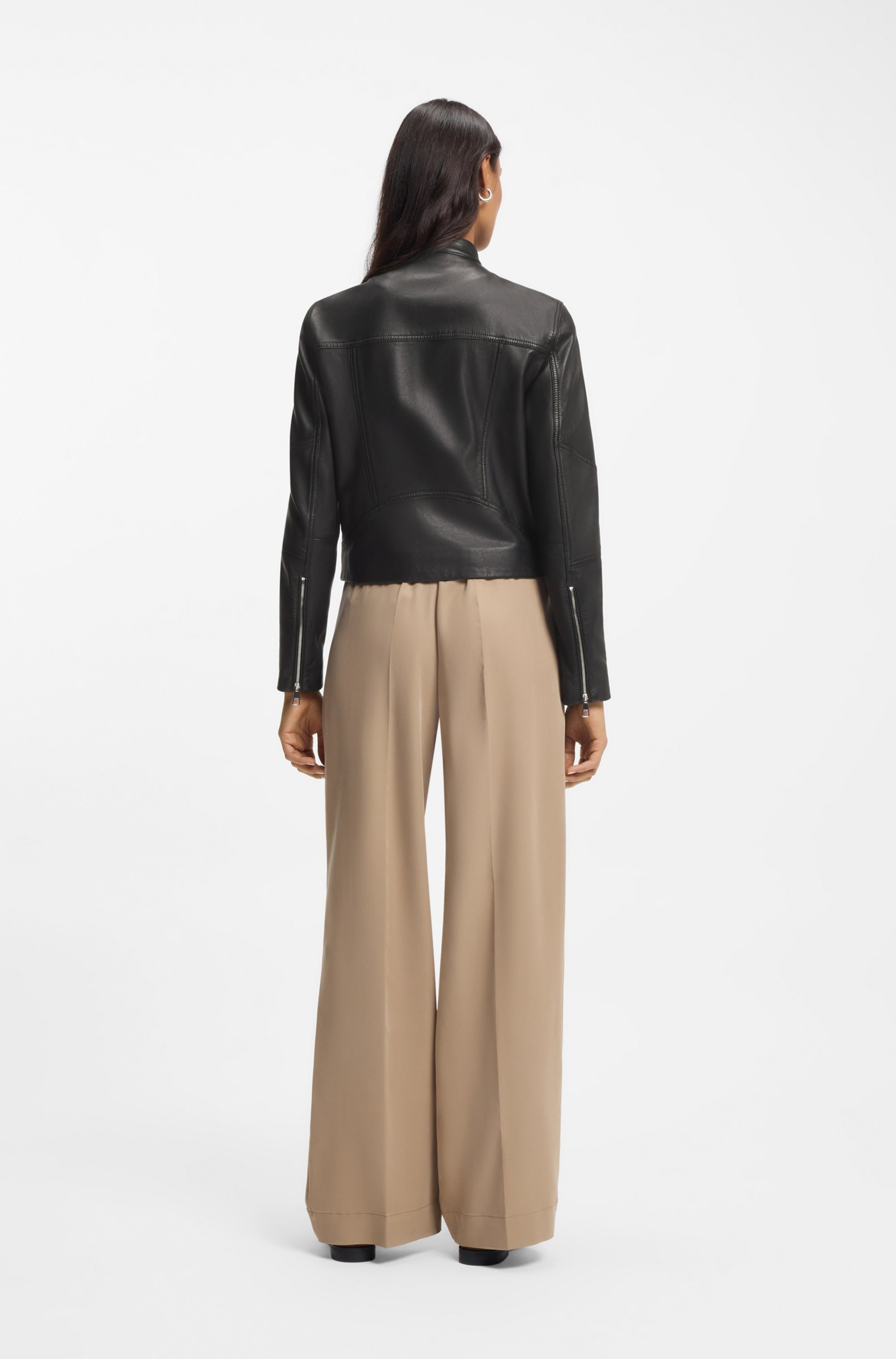 BOSS ORANGE Veste en cuir »Saleste Premium Damenmode« aus fein genarbtem Leder