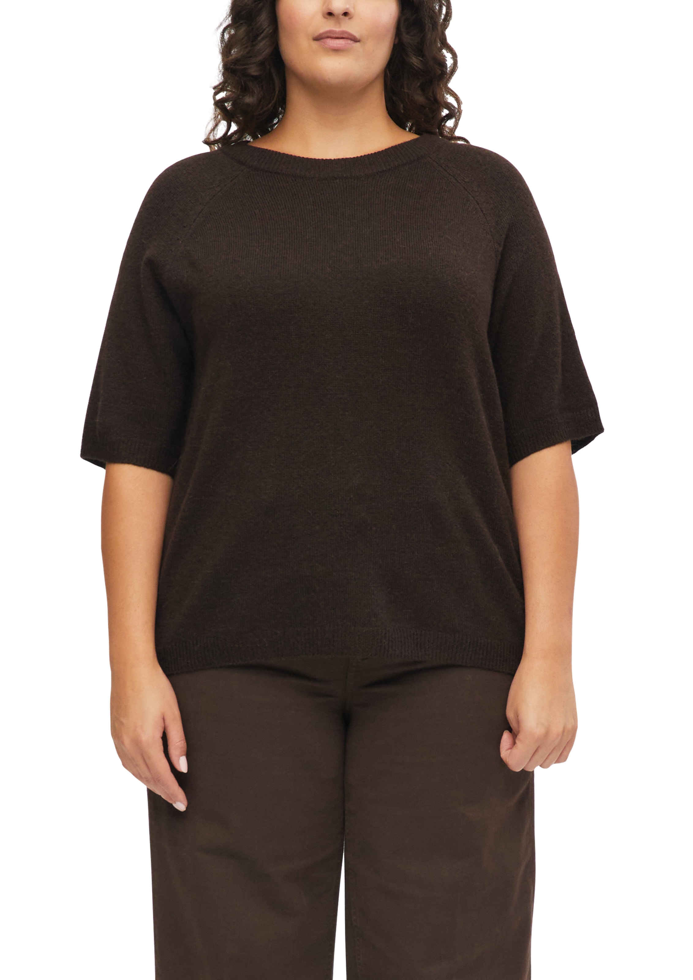 Image of s.Oliver CURVE Strickpullover Halbarm Pullover mit Rundhals / Grosse Grössen