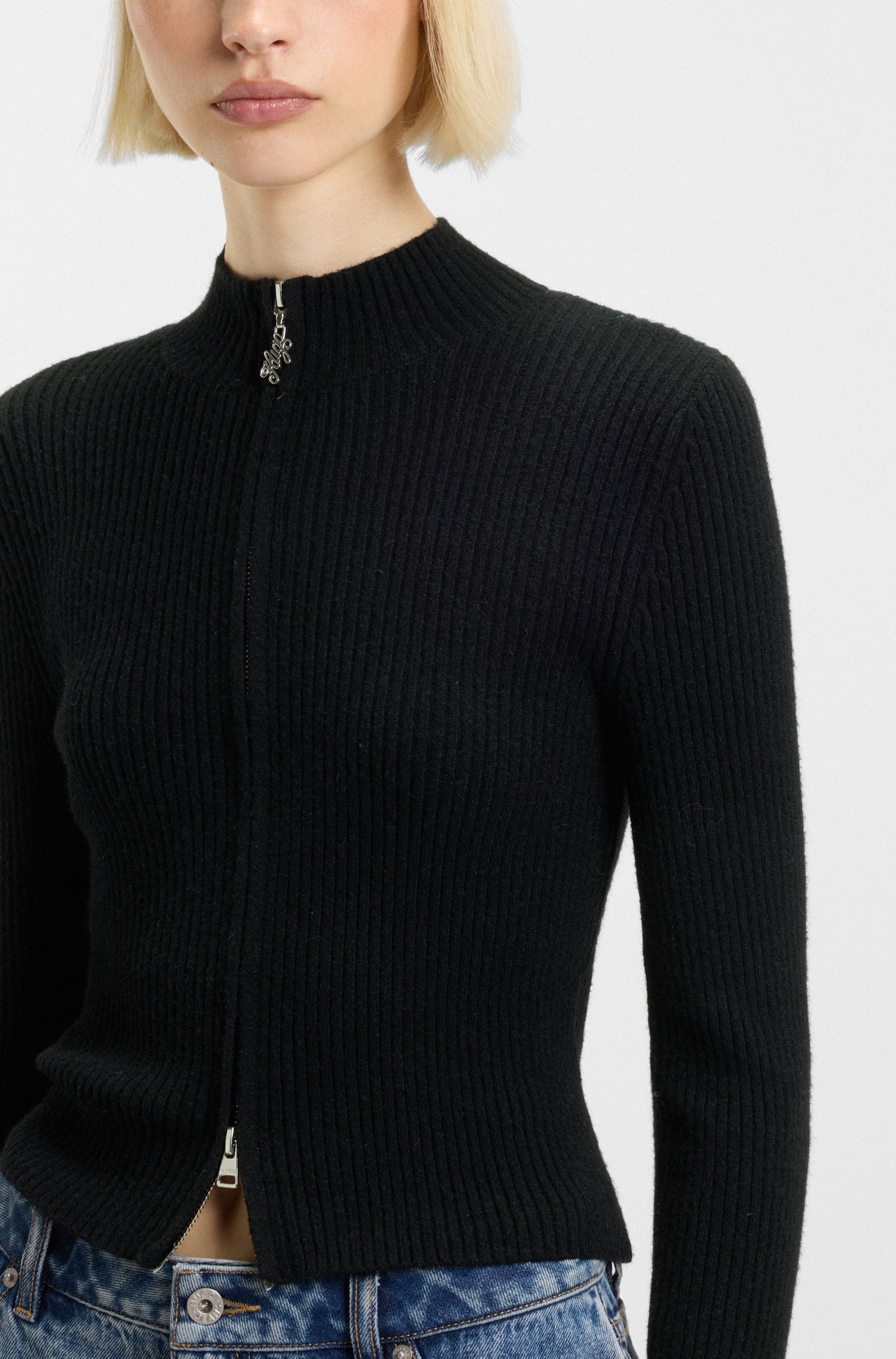 HUGO Blue Strickjacke »Sestry«, mit 2-Wege-Reissverschluss, tailliert