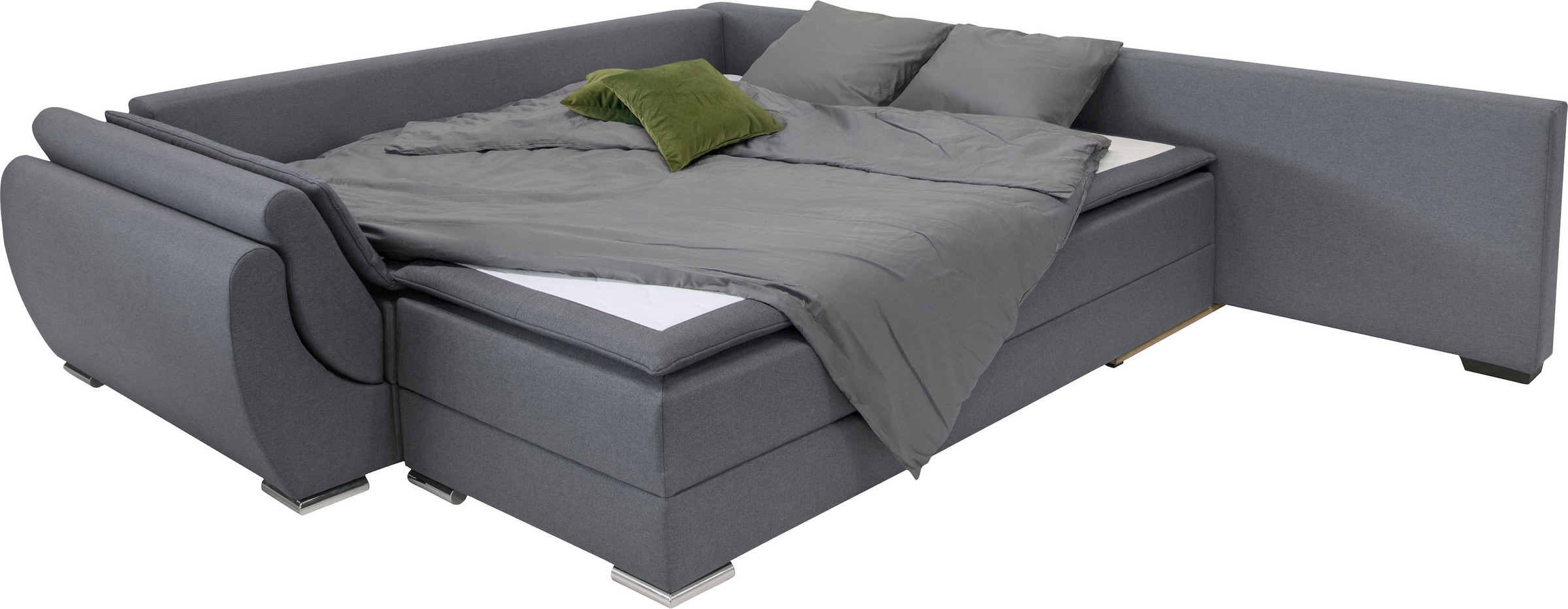 INOSIGN Ecksofa »Göteborg«, mit Boxspring-Bettfunktion und Bettkasten, Dauerschlaffunktion, Topper