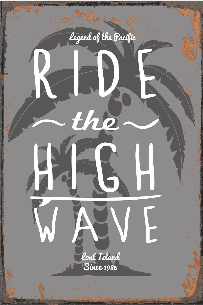 queence Metallbild »High Wave« Schriftzug | Strand 1 Stk. tlg. Stahlschilder