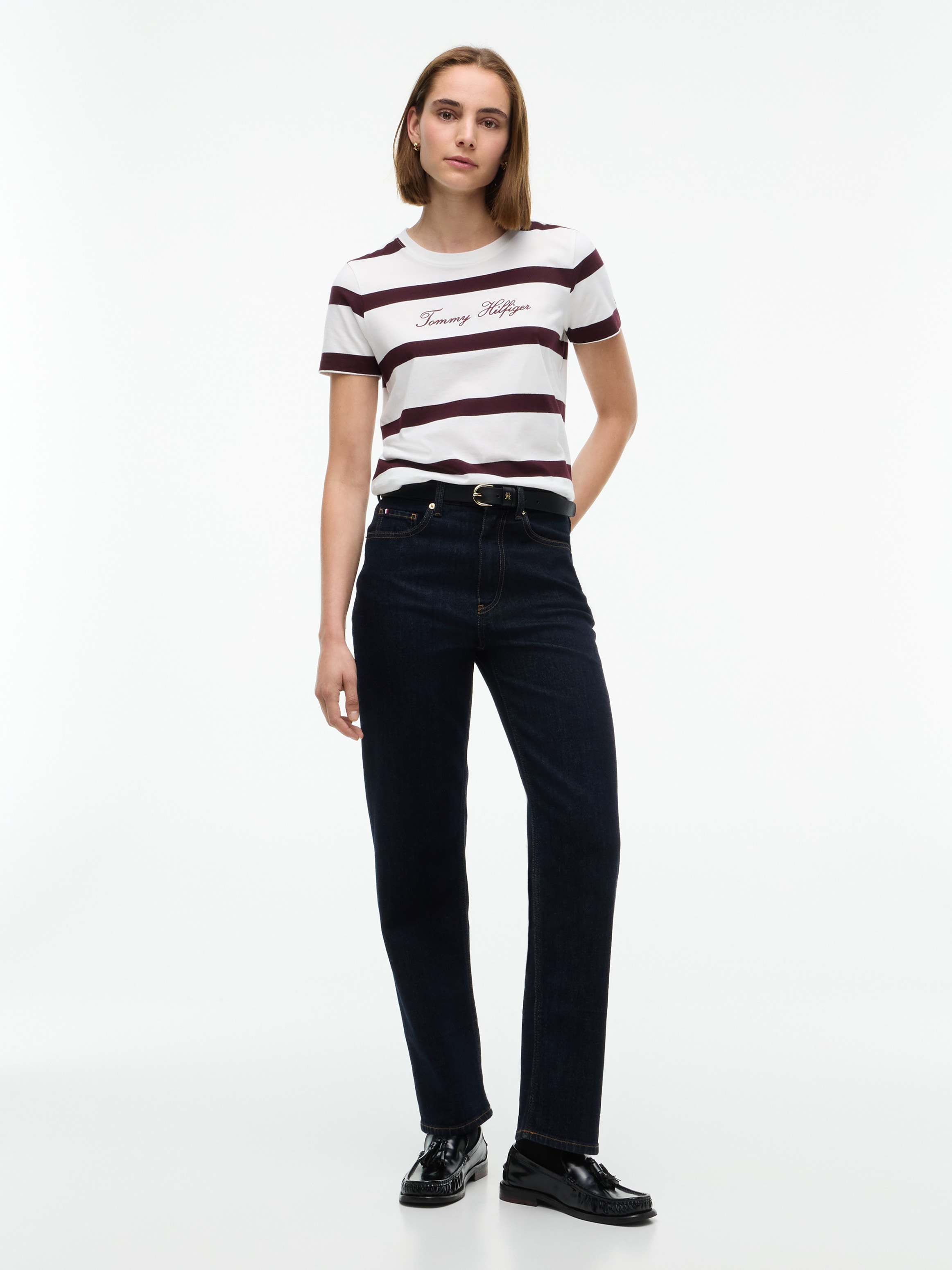 Tommy Hilfiger Kurzarmshirt »SCRIPT REG C-NK SS T-SHIRT« Baumwolle