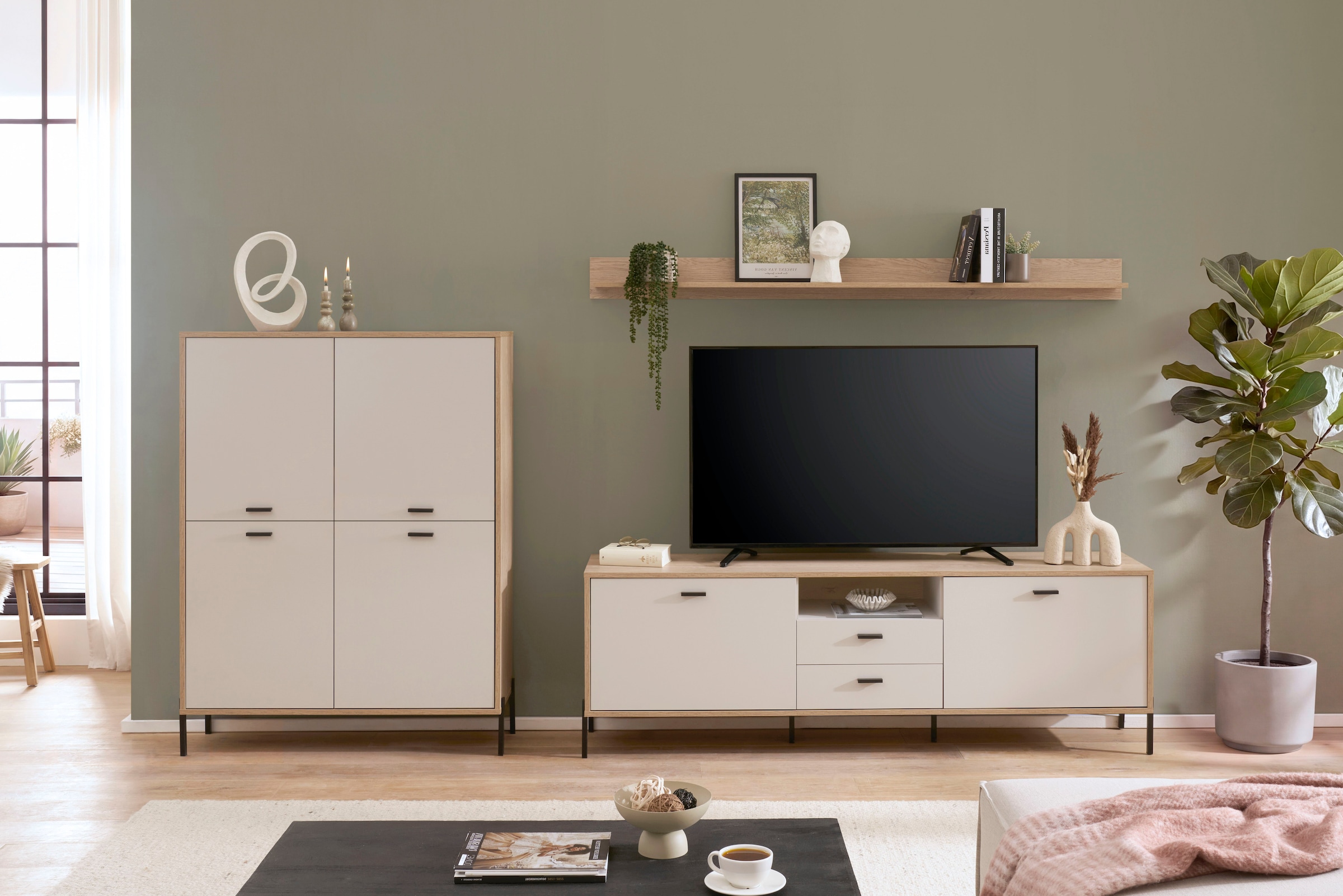 Home affaire Wohnwand »Fredericia, moderne Anbauwand, Komplettset in Kaschmir« Set, 3 Stk. tlg.