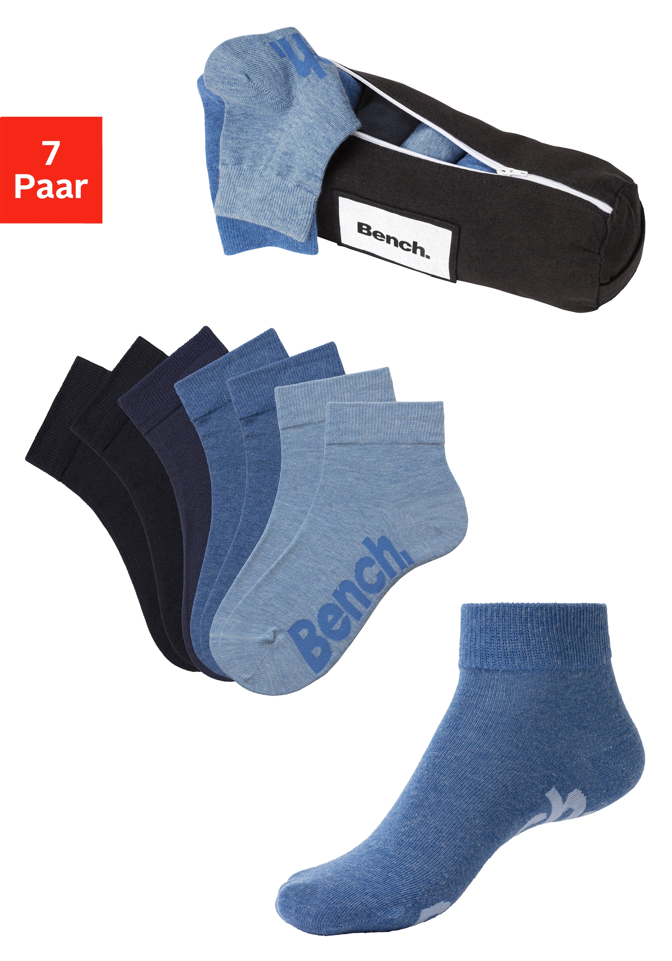 Image of Bench. Kurzsocken Federtasche, 7 Stk. tlg. in ansprechendem Mäppchen mit Reissverschluss