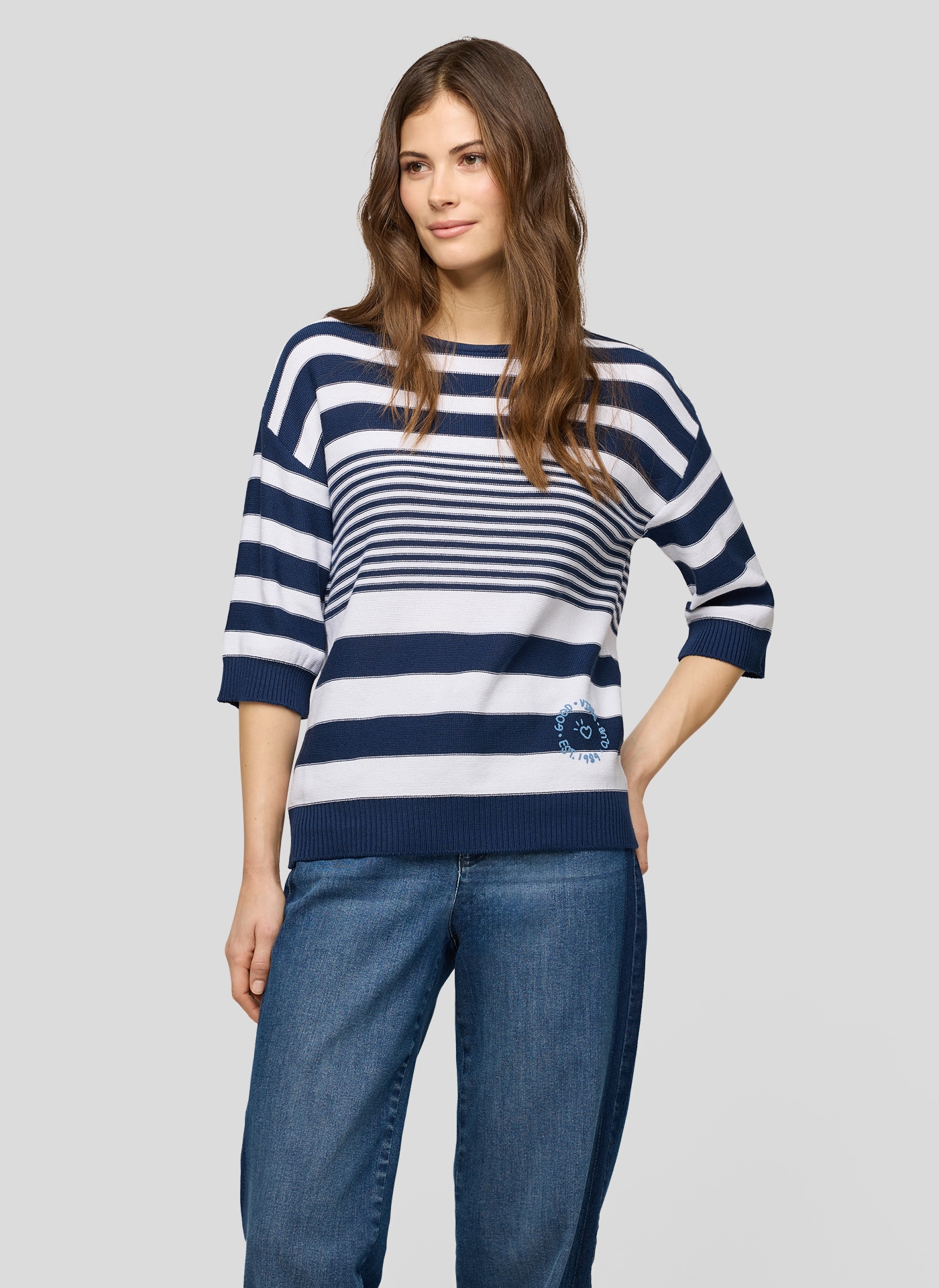 Rabe Pull à col rond mit Streifen Muster