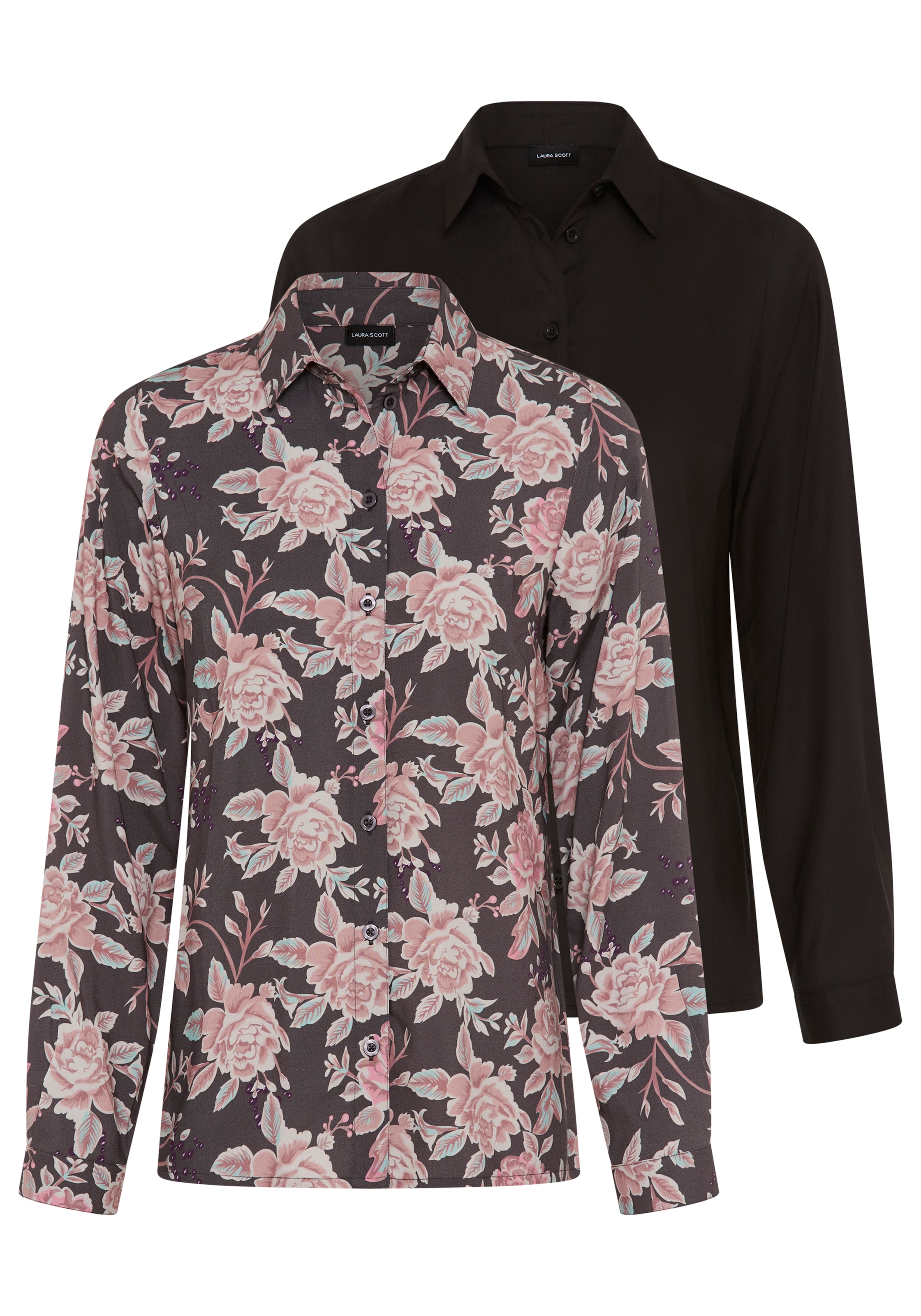 Laura Scott Paquet, pack de 2,  manches longues, en viscose, 1x uni et 1x imprimé