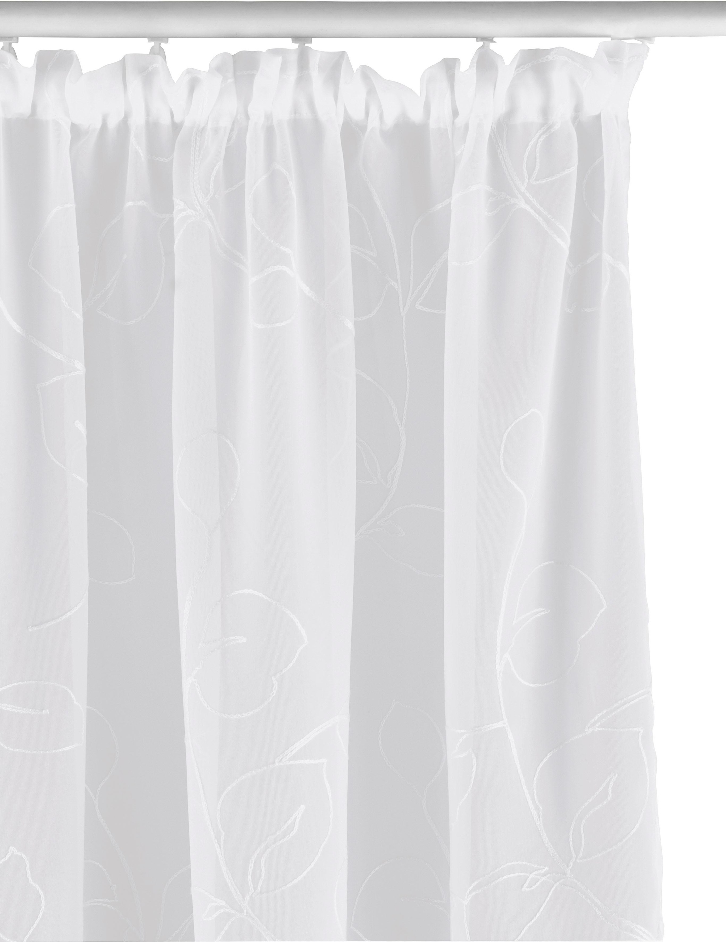 ♕ Home affaire Gardine »Adele«, (1 St.), transparent, mit floraler  Stickerei, Voile versandkostenfrei auf