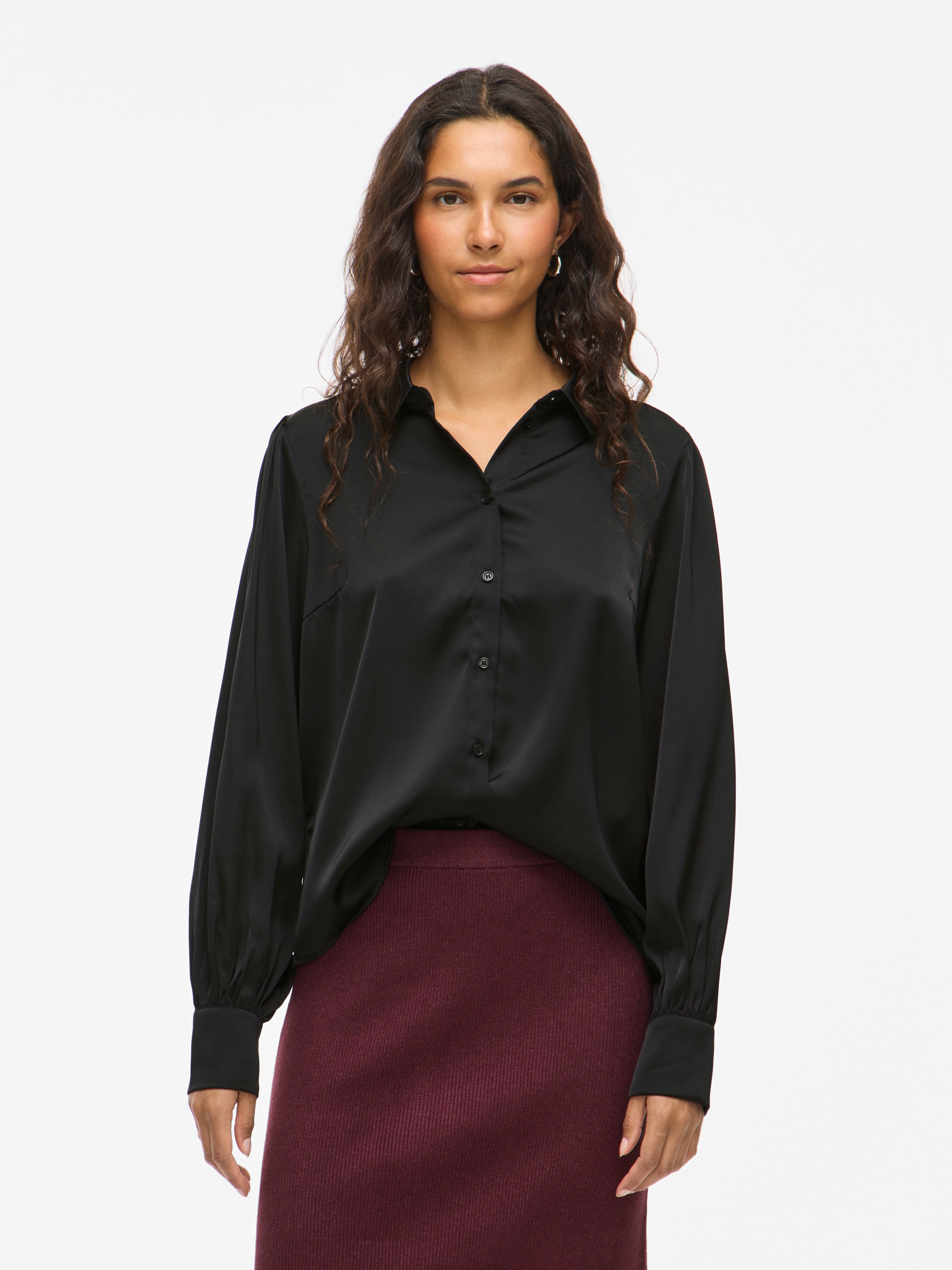 Image of Vila Langarmbluse "VIENNA RAVENNA L/S BALLOON SHIRT - NOOS" Kunstfaser, regular fit