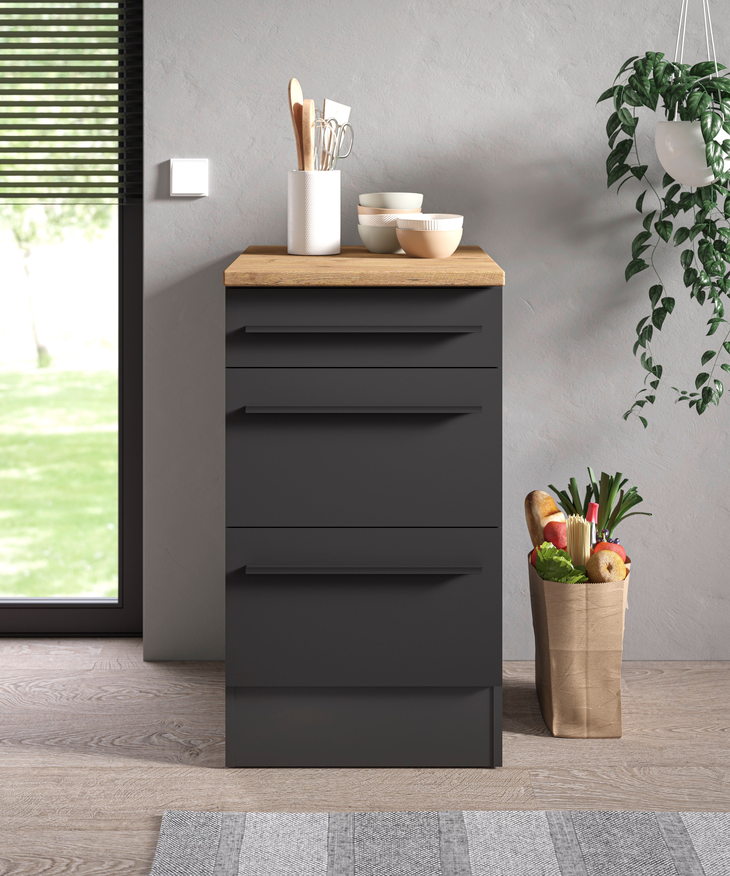 BASIC by Balculina Armoire basse »Jazz B/T/H 50x60x90 cm« 1 cuis tlg. Largeur 50cm, revêtement mélaminé