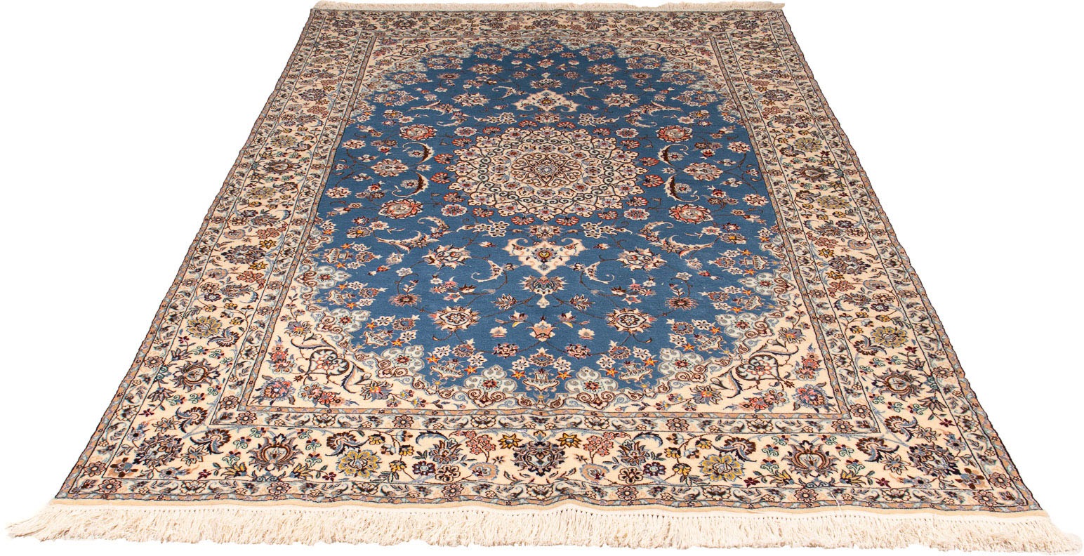 Image of morgenland Orientteppich »Perser - Nain - Premium - 233 x 156 cm - dunkelblau«, rechteckig, 6 mm Höhe, Wohnzimmer, Handgeknüpft, Einzelstück mit Zertifikat bei Ackermann Versand Schweiz