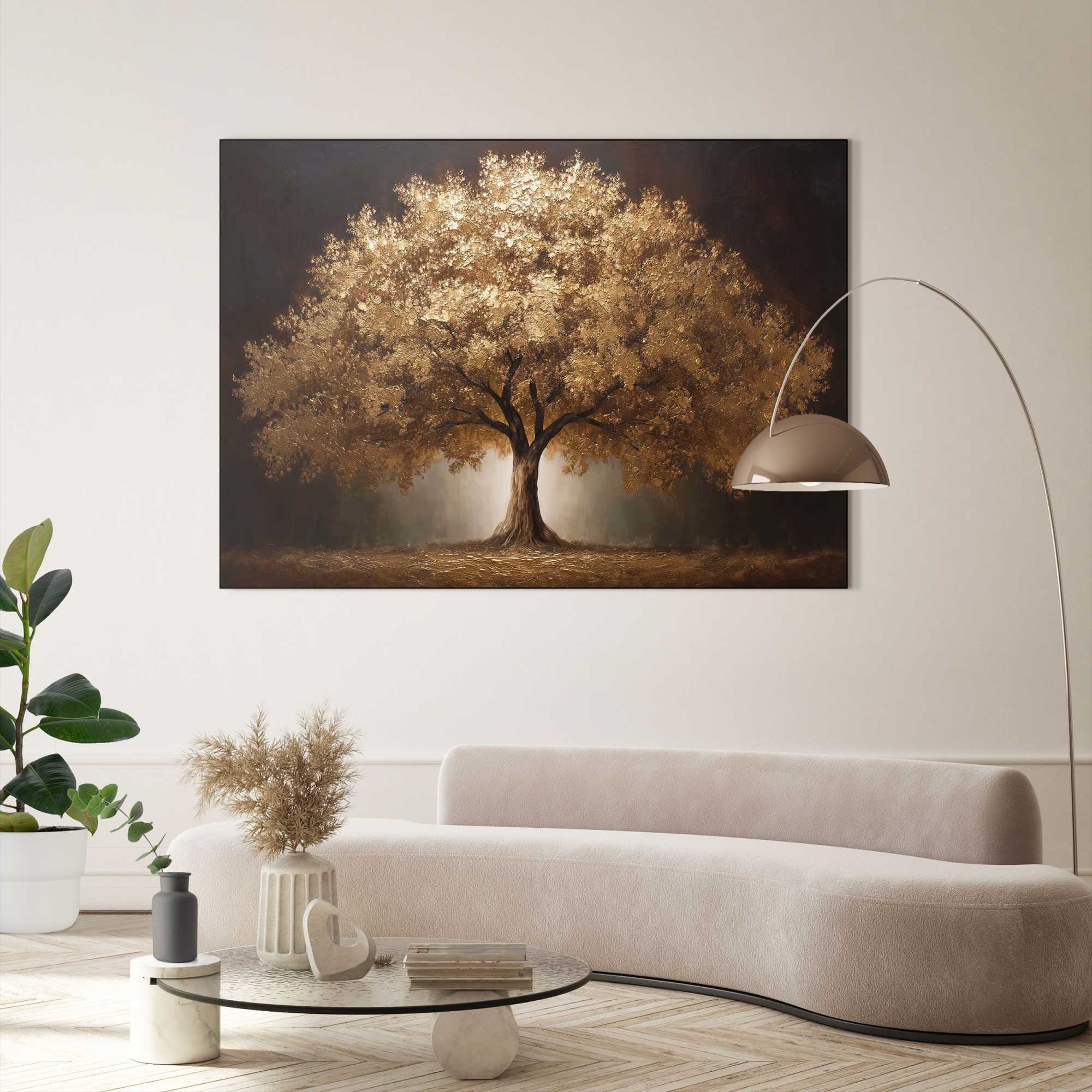 Image of Bäume 1 Stk. tlg. Wohnzimmer - Gold - MDF - Wald - 140x100 cm