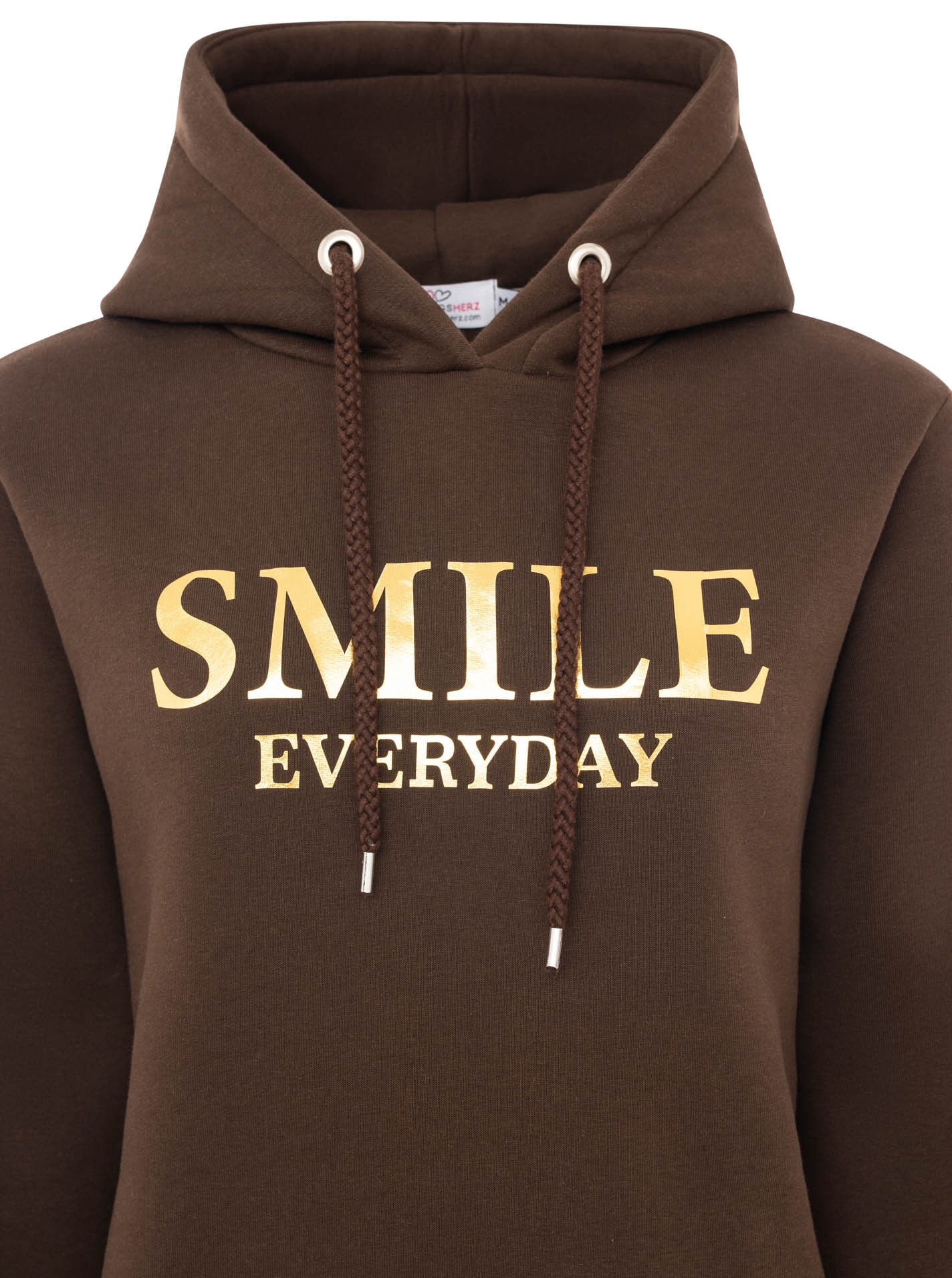 Zwillingsherz Hoodie »"Smile Sparkle"«, glänzender Print, Fronttasche, Kapuze, Daumenloch
