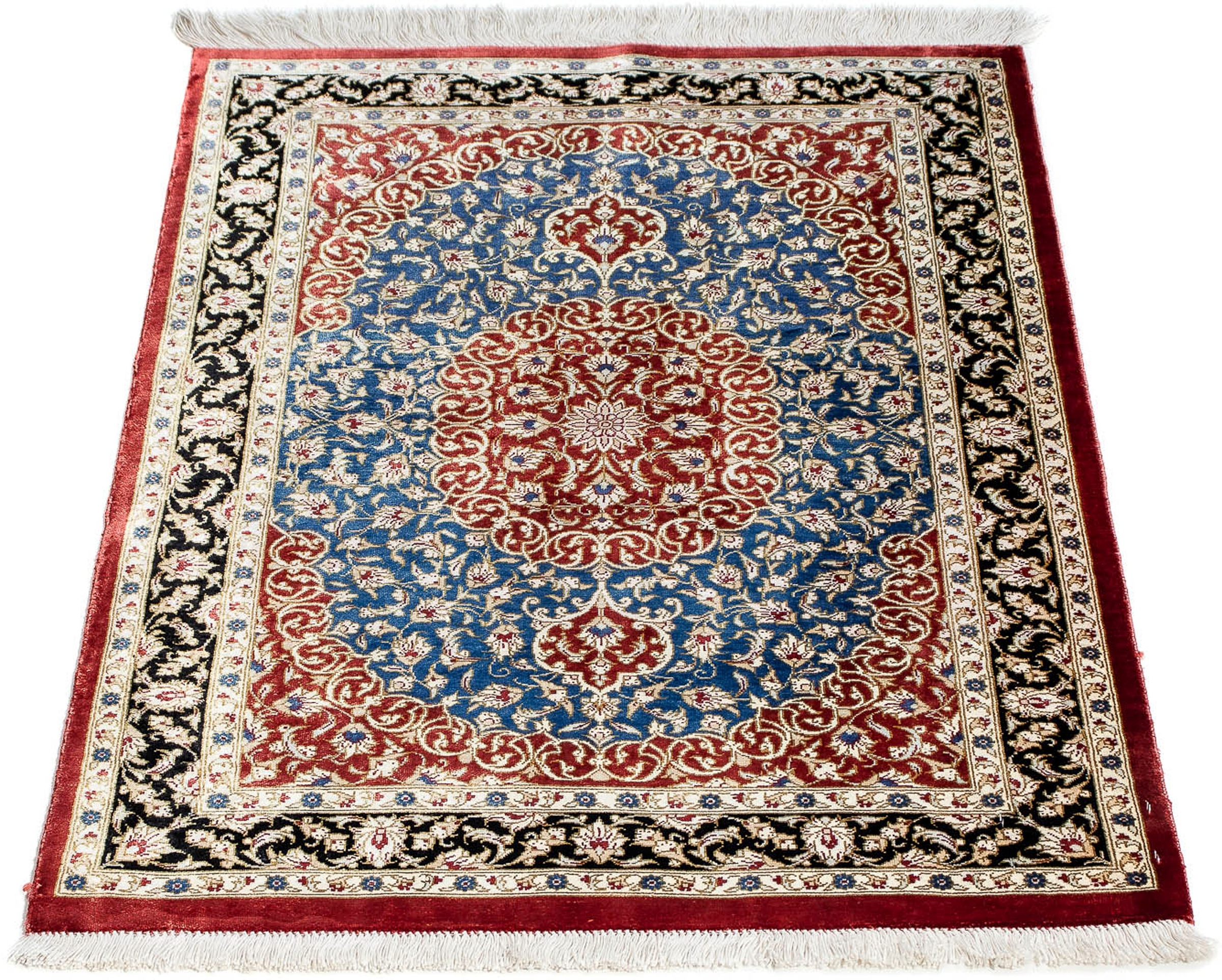 Image of morgenland Orientteppich »Perser - Ghom - 81 x 55 cm - dunkelrot«, rechteckig, 10 mm Höhe, Wohnzimmer, Handgeknüpft, Einzelstück mit Zertifikat bei Ackermann Versand Schweiz