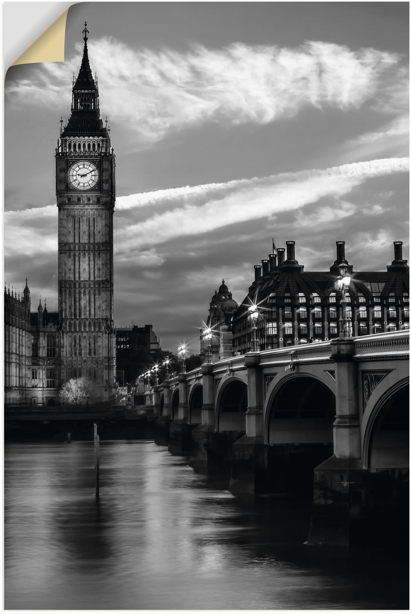 Image of Artland Wandbild »Abends an der Westminster Bridge«, London, (1 St.), in vielen Grössen & Produktarten - Alubild / Outdoorbild für den Aussenbereich, Leinwandbild, Poster, Wandaufkleber / Wandtattoo auch für Badezimmer geeignet bei Ackermann Versand Schwe