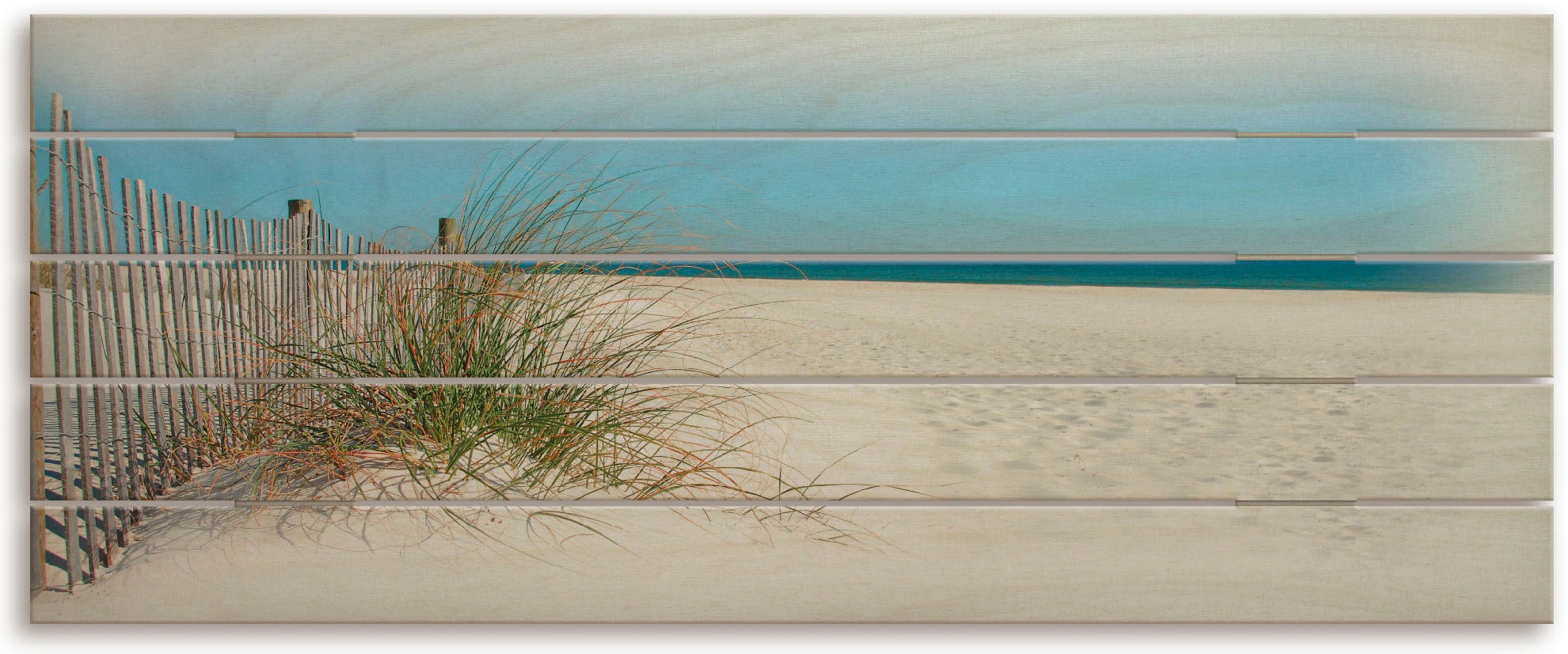 Image of Artland Holzbild »Schöne Sanddüne mit Gräsern und Zaun«, Strandbilder, (1 St.) bei Ackermann Versand Schweiz