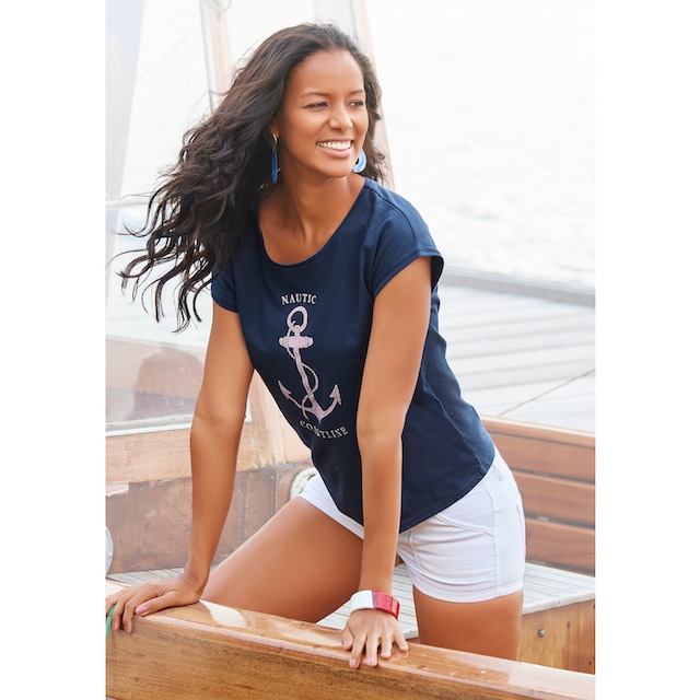 ♕ Beachtime T-Shirt, (2er-Pack), mit maritimen Druck vorn versandkostenfrei  auf