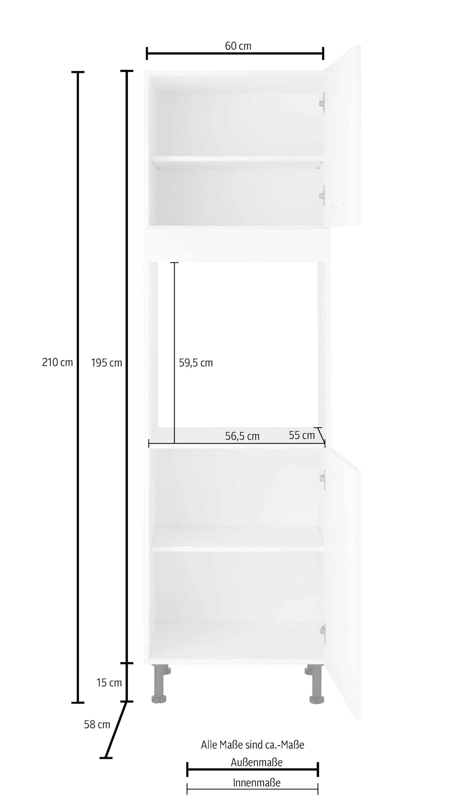 wiho Küchen Backofenumbauschrank »Ela«, 60 cm breit, höhenverstellbare Füsse