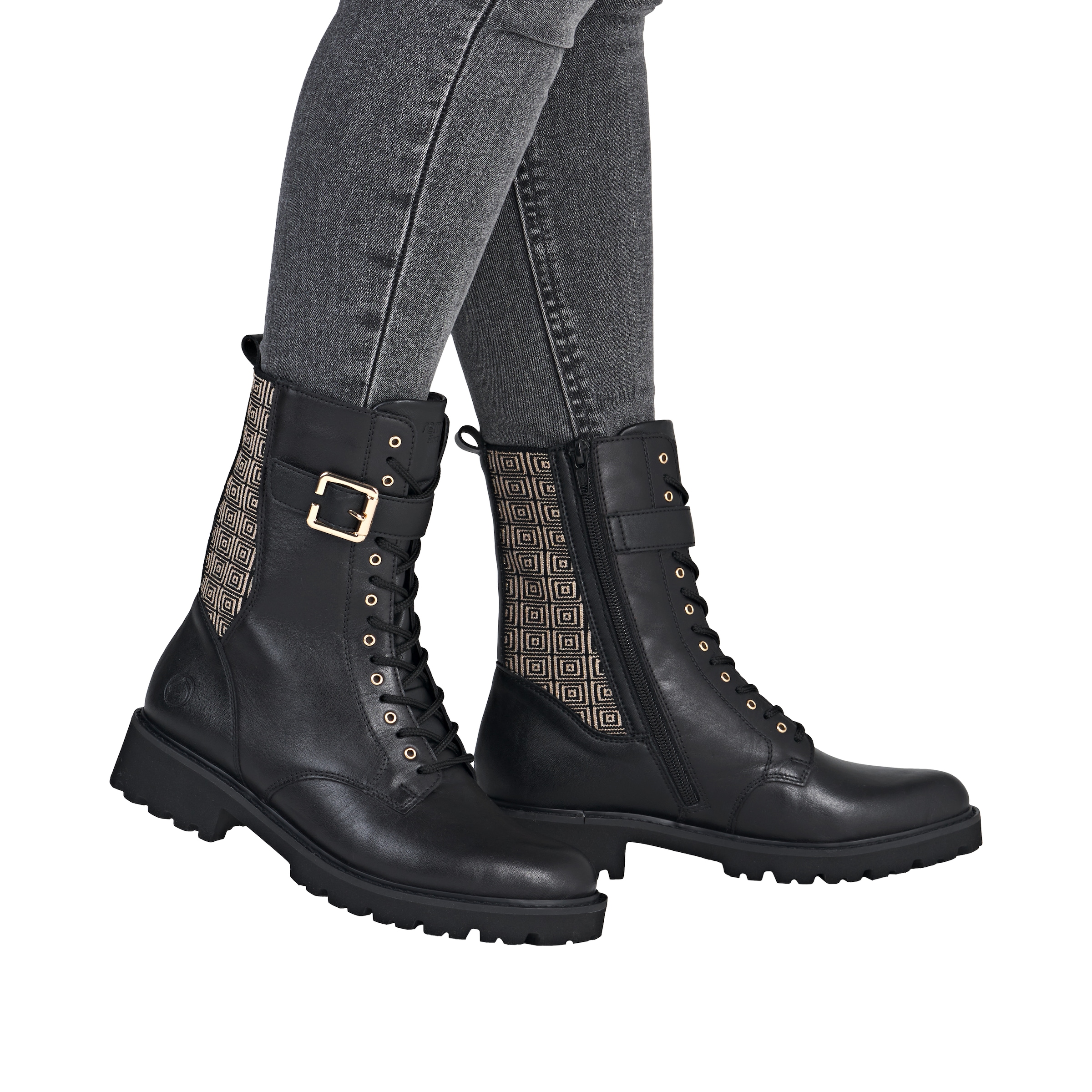 Remonte Schnürstiefelette  Schnürboots, Profilsohle, Blockabsatz, mit Innenreissverschluss