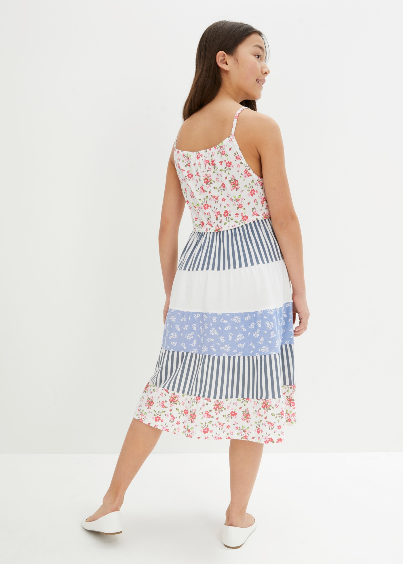 bonprix Robe en jersey en coton, sans manches, col rond, élastique