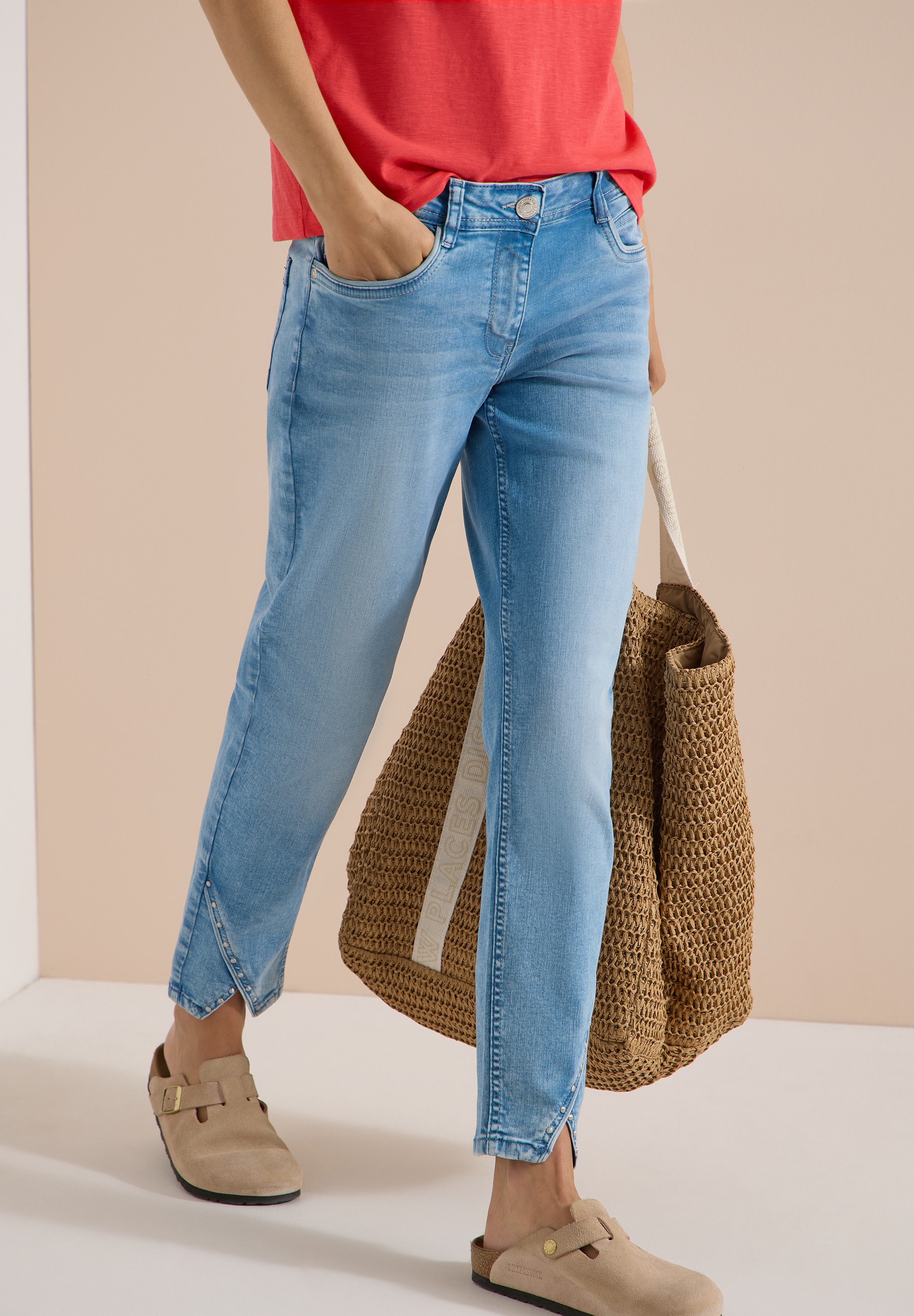 Cecil Jeans droit »Style Scarlett« avec détails cloutés / style 5 poches / stretch
