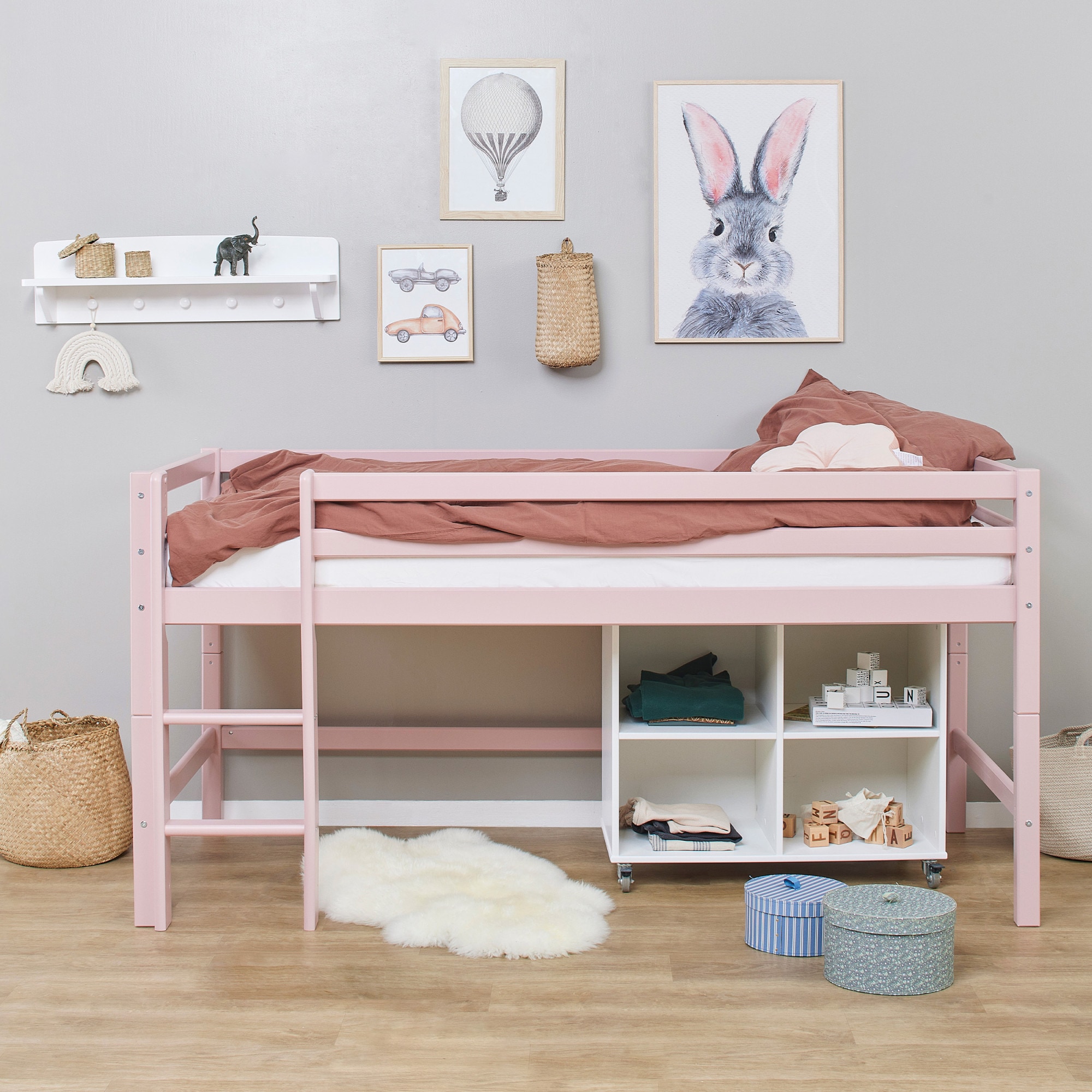 Hoppekids Hochbett »ECO Dream MY COLOR« Set, Bett,  90x200, umbaubar in Einzelbett, 4 Farben