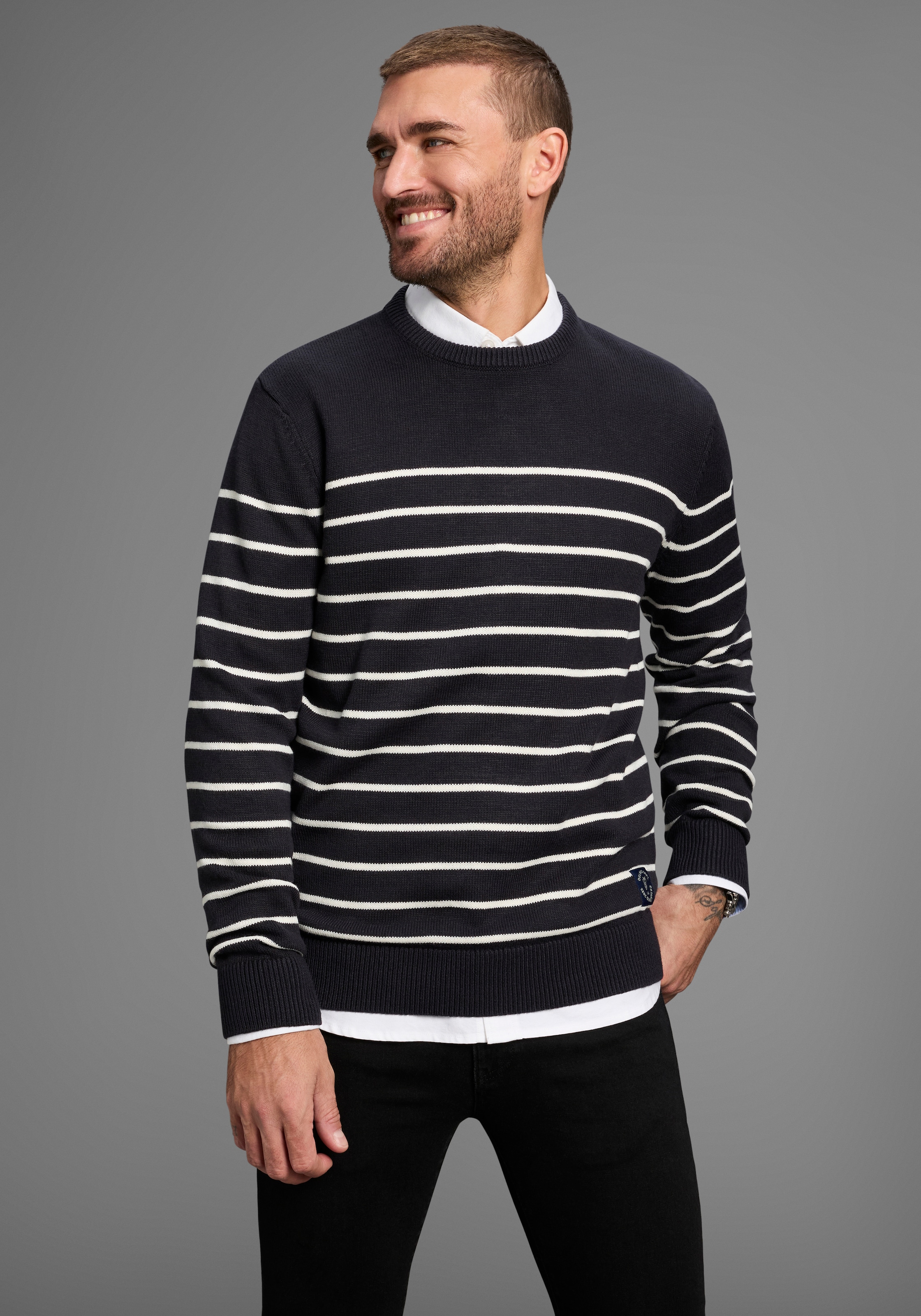 DELMAO Streifenpullover »Bis Grösse 3 XL«, im maritimen Stil - NEUE KOLLEKTION