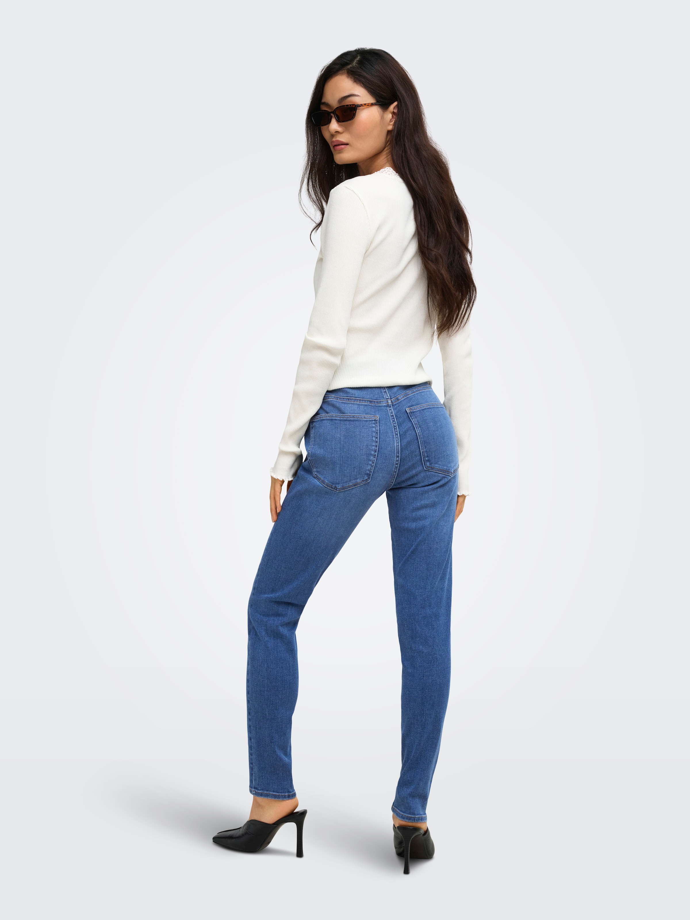ONLY Jeans skinny »ONLLILO HW SKINNY ANK DNM AZG BF« mélange de coton