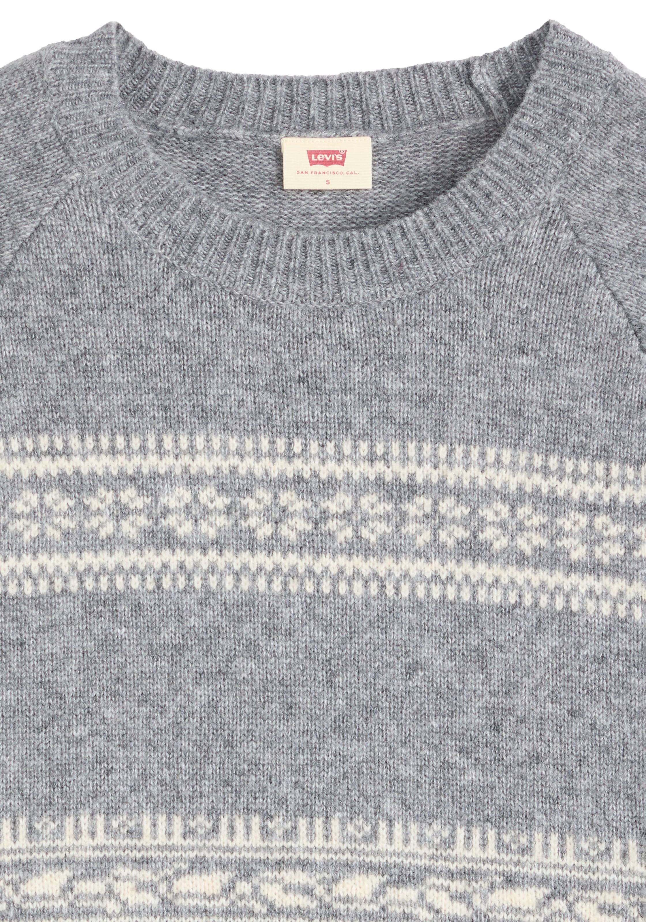 Levi's® Strickpullover »CREWNECK SWEATER« mit femininem Norwegermuster, Materialmix