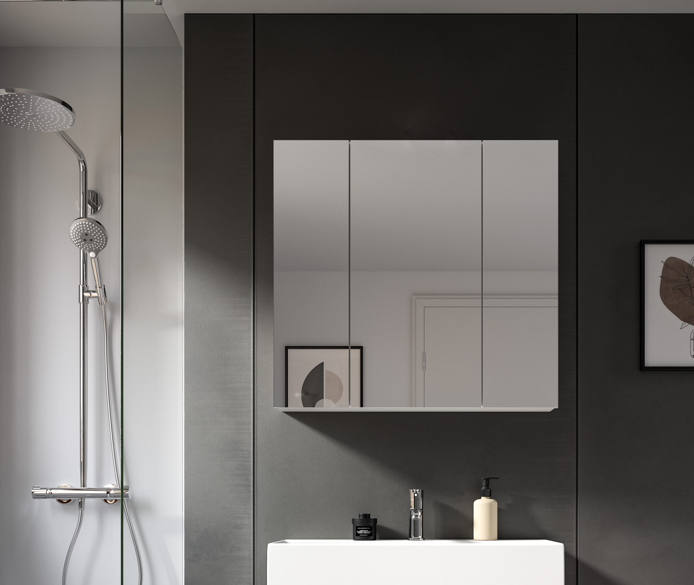 welltime Spiegelschrank »BIEL, TOPSELLER!, Breite 82 cm, 3 Türen, 6  Einlegeböden, 9 Fächer« 1 Stk. tlg. Badmöbel, Badschrank, Schrank, Wandschrank, Bad, Badezimmer