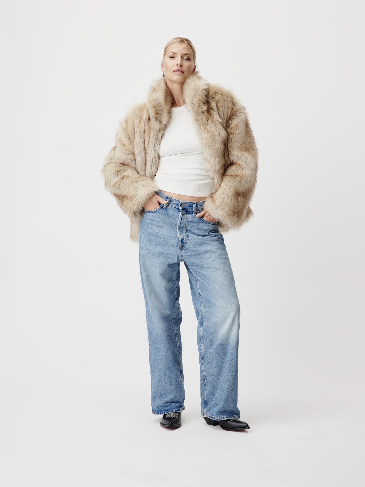 LeGer Veste en fausse fourrure »Fergie, LeGer by Lena Gercke« ohne Kapuze Regular fit mit Rundhalsausschnitt