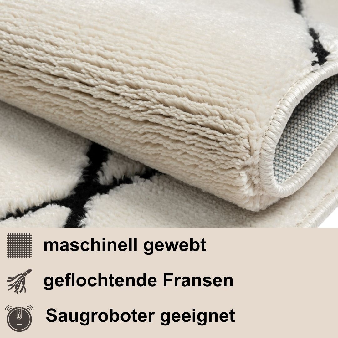 Myflair Möbel & Accessoires Hochflor-Teppich »Moroccan Diamond«, rechteckig, 24 mm Höhe, modern, marokkanisches Design, Rauten Muster, weich durch Hochflor