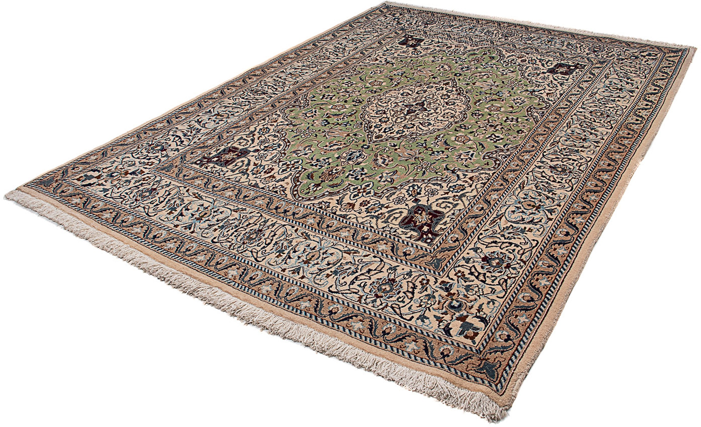 Image of morgenland Orientteppich »Perser - Nain - 275 x 195 cm - grün«, rechteckig, 10 mm Höhe, Wohnzimmer, Handgeknüpft, Einzelstück mit Zertifikat bei Ackermann Versand Schweiz