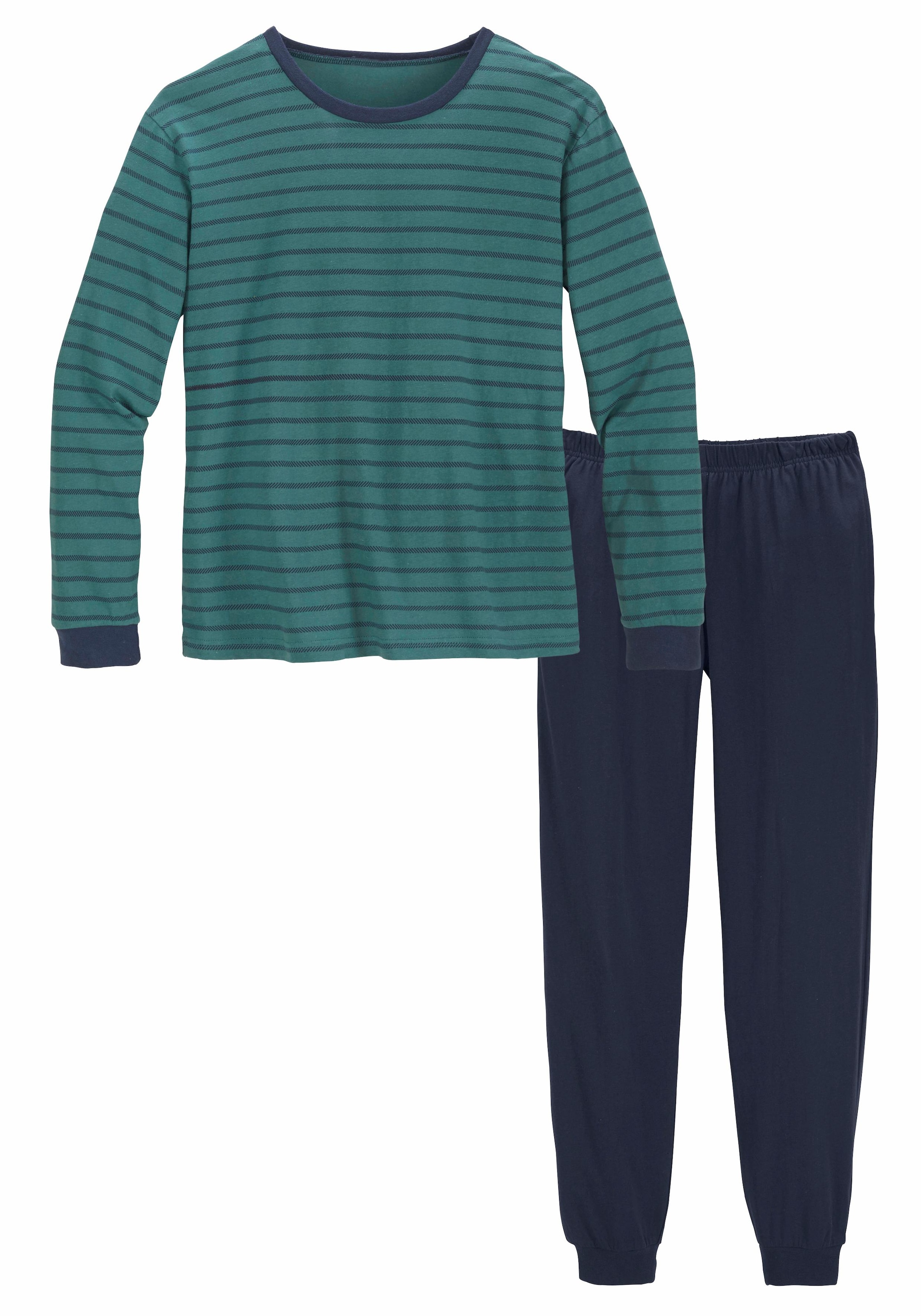 Image of le jogger Pyjama 1 Stück, 2 tlg. Schlafanzug mit zweifarbig gestreiftem Oberteil