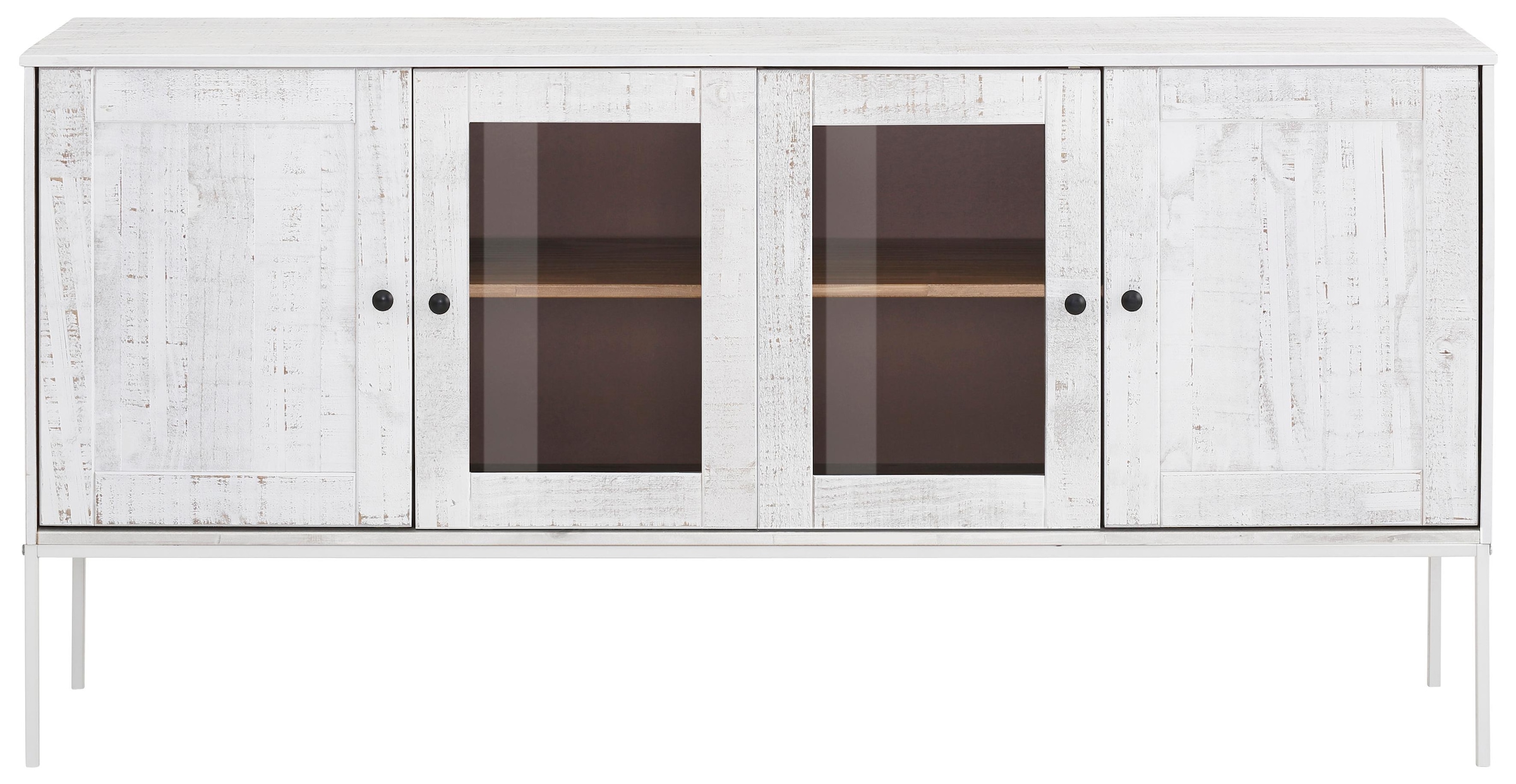 Home affaire Sideboard »Freya«, mit 2 Holztüren und 2 Glastüren, aus Massivholz, Breite 165 cm