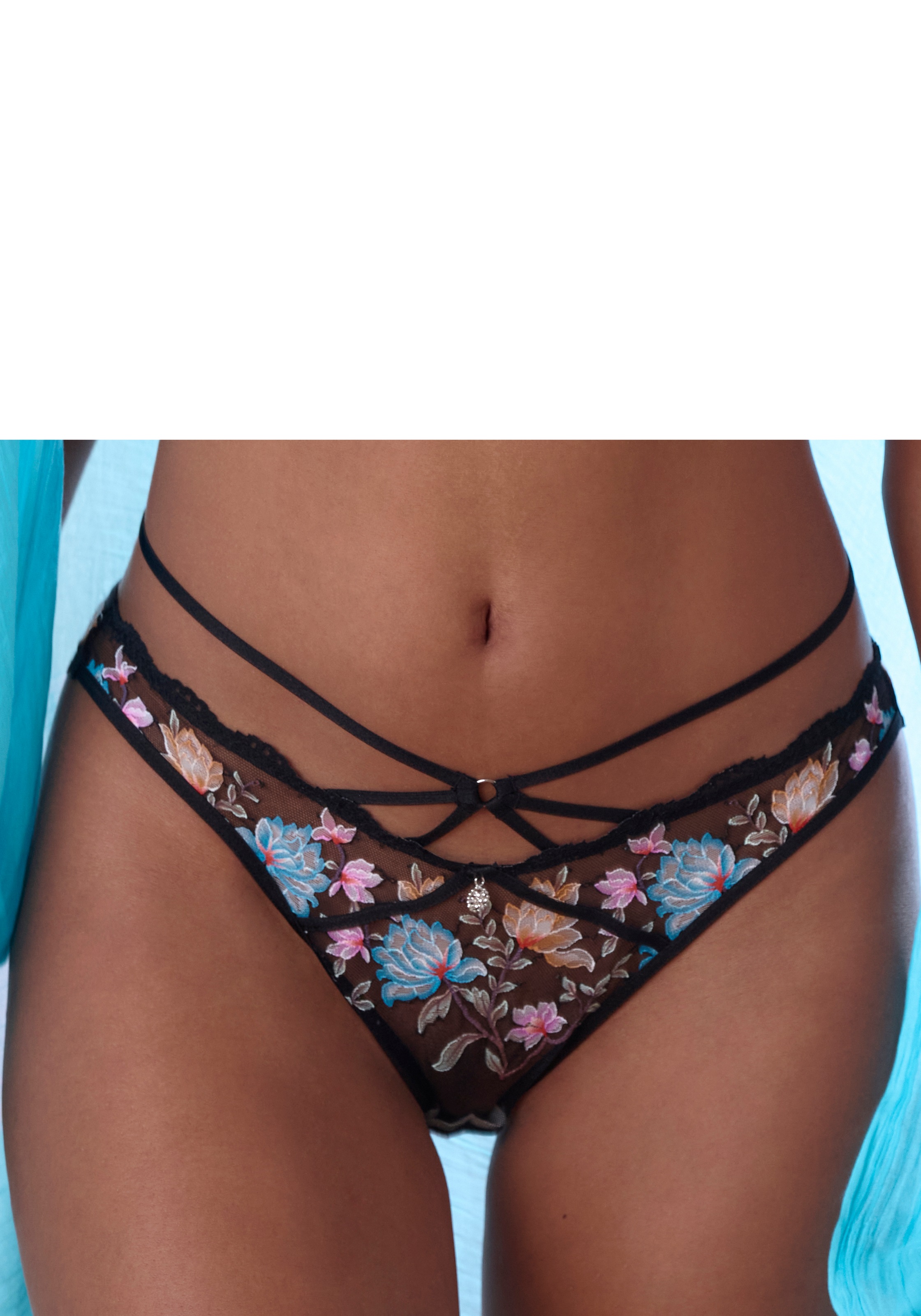 Image of Vivance String aus bunter, floraler Spitze mit Bänder-Optik