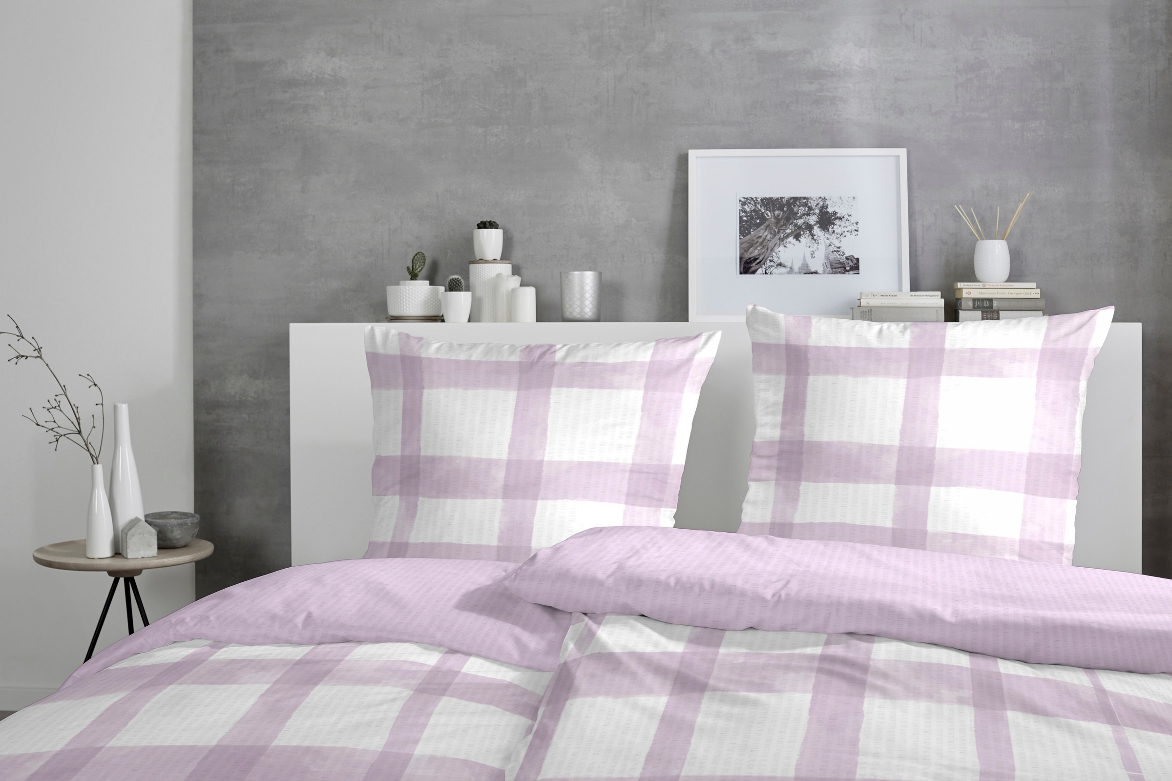 Primera Wendebettwäsche »Soft-Seersucker Bettwäsche Karo«, im modernen Karo-Look