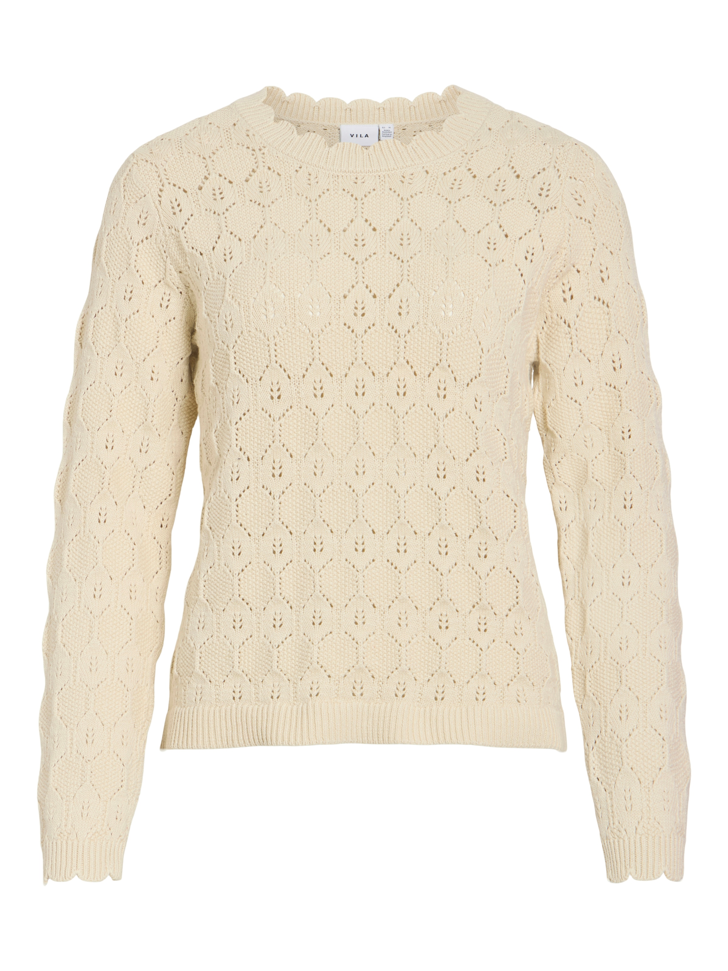 Vila Pull à col rond »VILOWEN L/S POINTELLE KNIT TOP/PB«