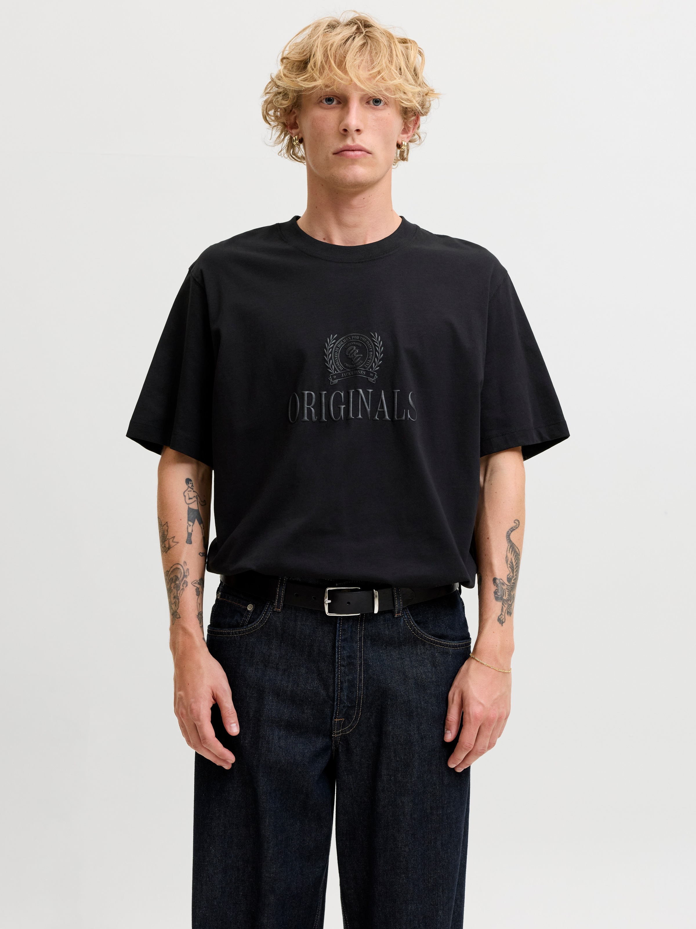 Jack & Jones Shirt à col rond »JORFREDERIKSBERG MONOGRAM TEE SS CN SN« coton, coupe décontractée