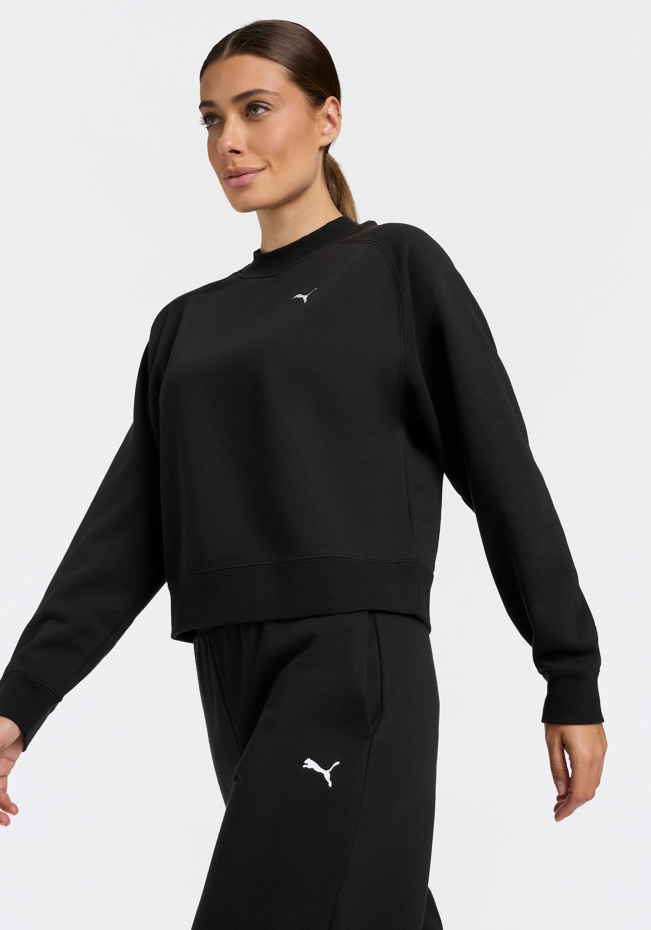 PUMA Combinaison d'entraînement »LOUNGEWEAR STANDARD SWEAT SUITT FL CL« 2 ensemble deux pièces, avec haut à manches longues, en coton et polyester