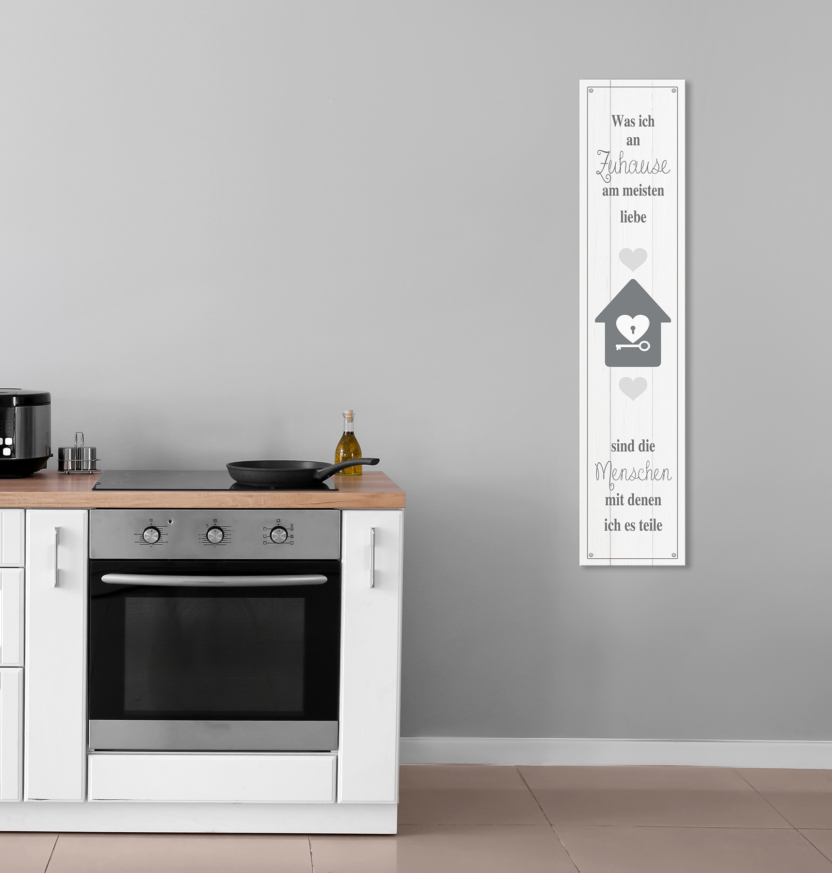 Bönninghoff Leinwandbild »Wandbild ZUHAUSE 25x120 cm – Leinwandbild Keilrahmen Deko modern« Herz | Sprüche & Texte 1 Stk. tlg. auf Keilrahmen gespannt