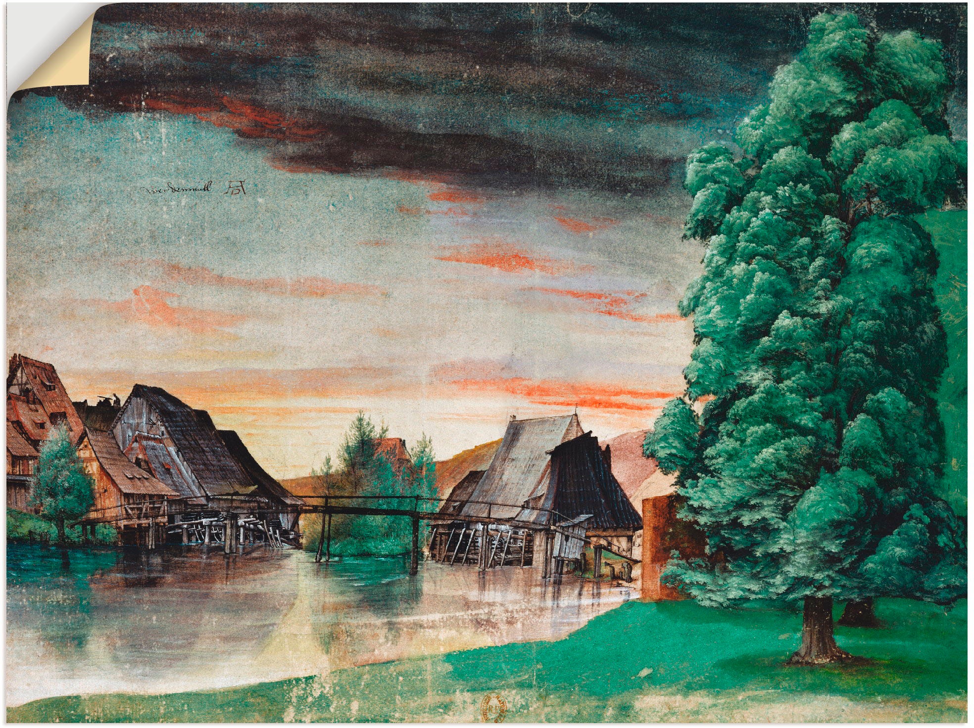 Image of Artland Wandbild »Die Weidenmühle. Um 1506«, Gewässer, (1 St.), in vielen Grössen & Produktarten -Leinwandbild, Poster, Wandaufkleber / Wandtattoo auch für Badezimmer geeignet bei Ackermann Versand Schweiz