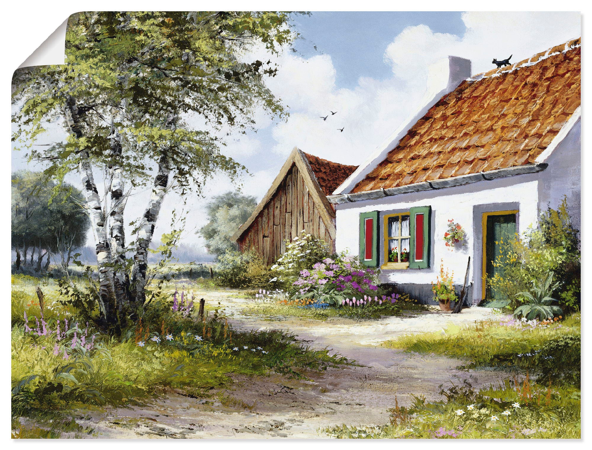 Image of Artland Wandbild »Katze auf dem Dach«, Garten, (1 St.), in vielen Grössen & Produktarten -Leinwandbild, Poster, Wandaufkleber / Wandtattoo auch für Badezimmer geeignet bei Ackermann Versand Schweiz