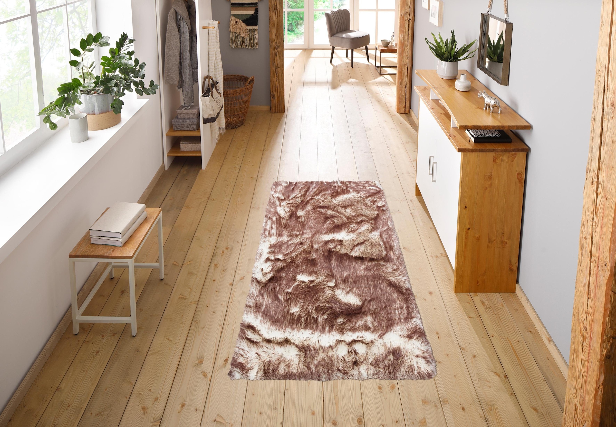 my home Hochflor-Läufer »Sammo«, rechteckig, 60 mm Höhe, Kunstfell, leuchtende Farben, besonders weich, echter Kuschelteppich