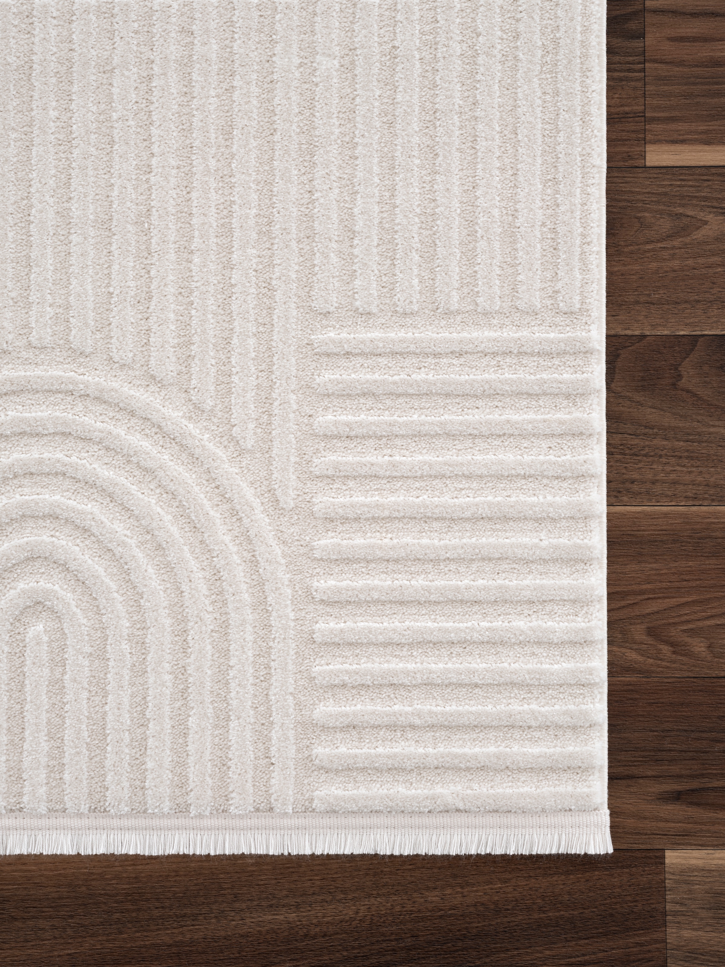 GOODproduct Teppich »Jonnis, mit Fransen, Boho-Design, Scandi, Designteppich« rechteckig 9 mm Höhe Hoch-Tief, 3D Optik, skandinavischer Stil, Wohnzimmer, Schlafzimmer